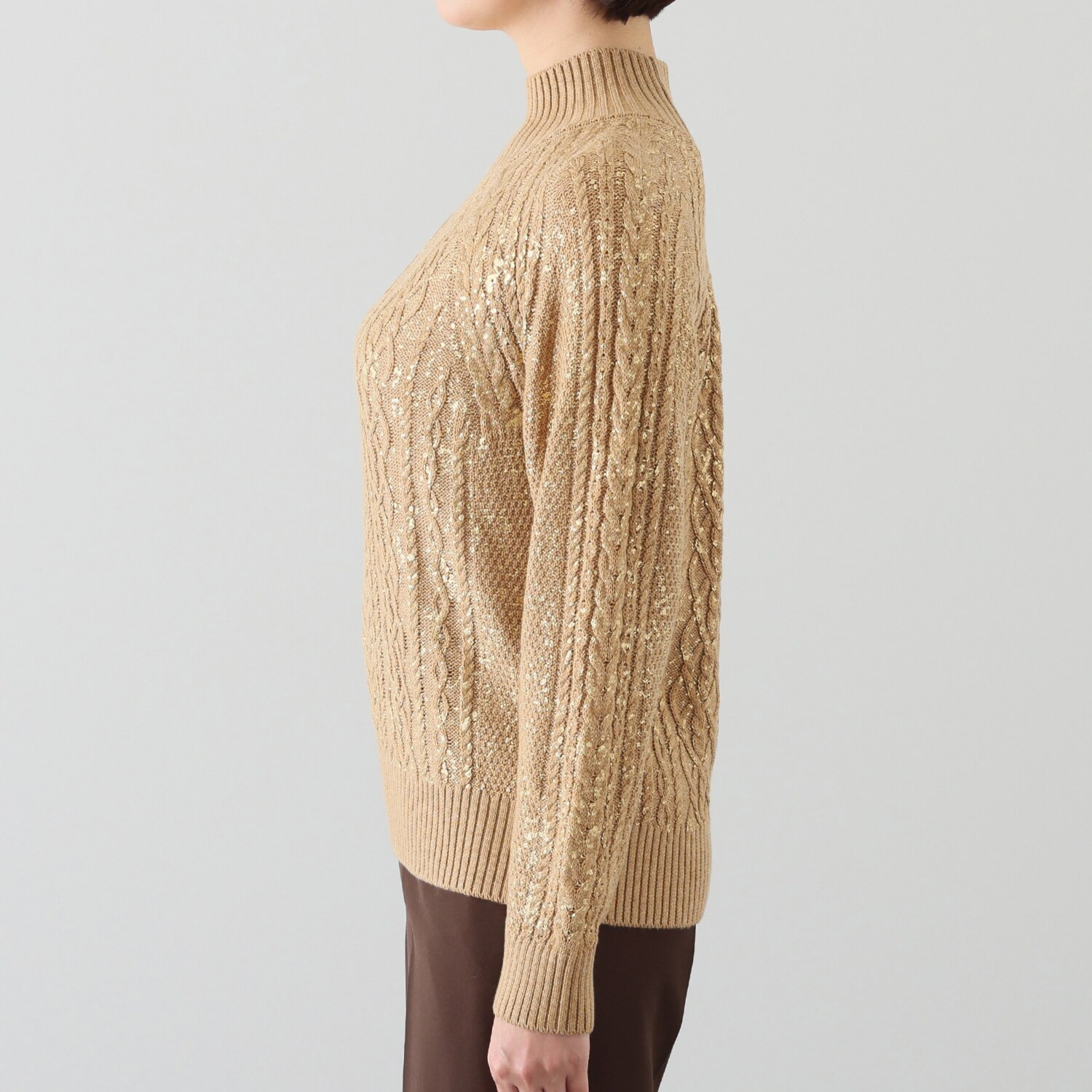 キョウコ　ヒガ 箔プリント ケーブルニット