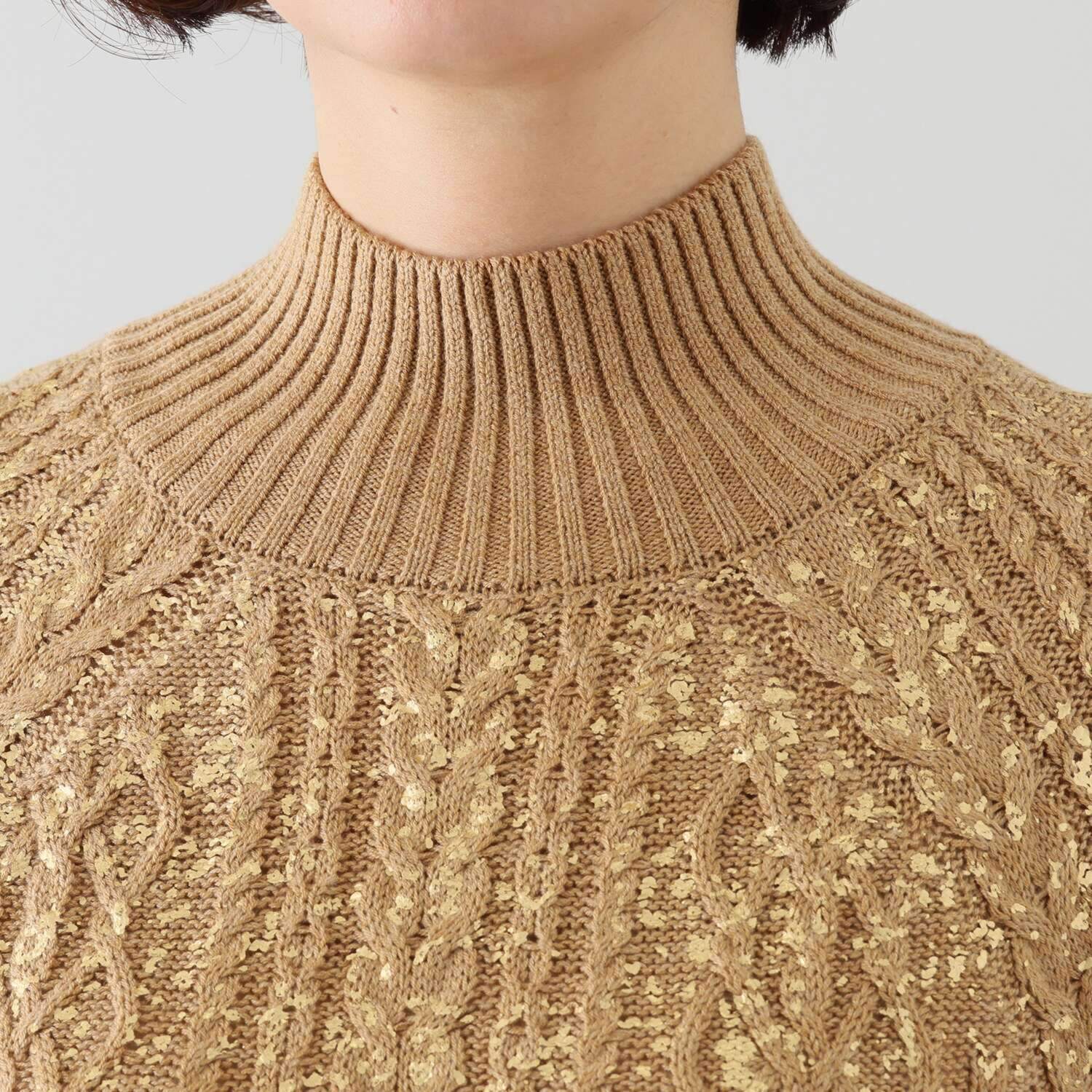 キョウコ　ヒガ 箔プリント ケーブルニット