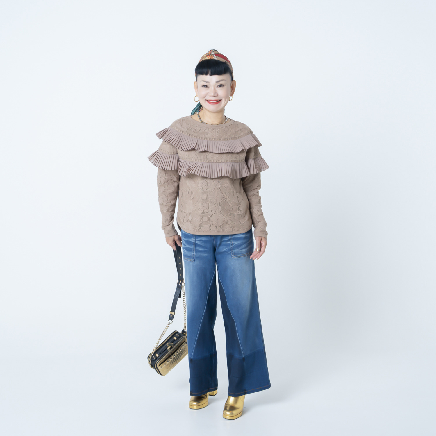 キョウコ　ヒガ シフォンプリーツ 刺しゅうチュール プルオーバー