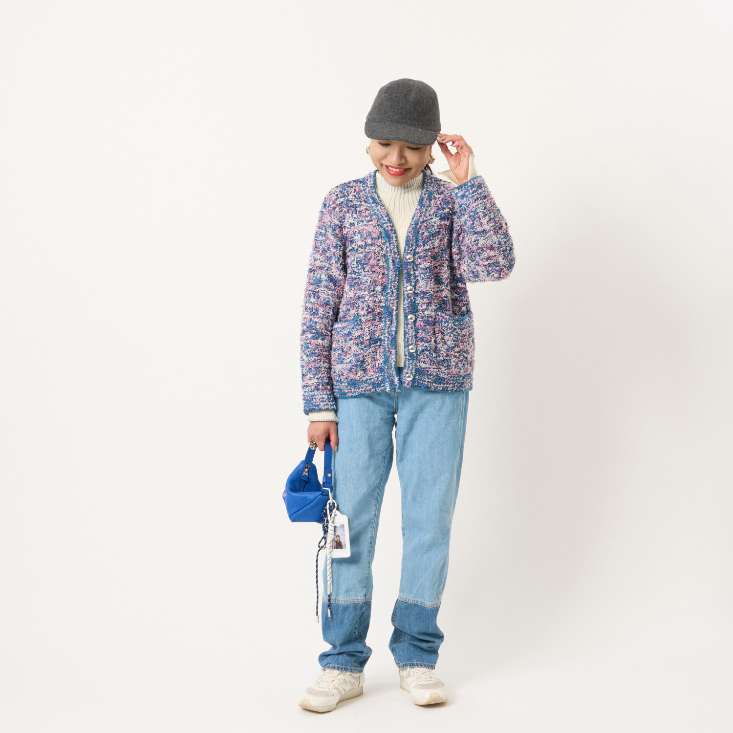 ミューリエ ジャケット見えで リッチ映え 大人のツイード ニットカーディガン