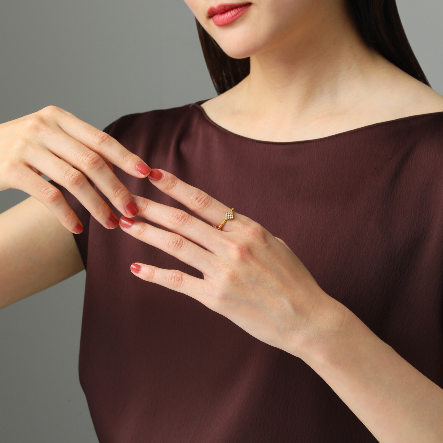 パワーゴールド １８Ｋ 切子紋様 フレキシブルリング