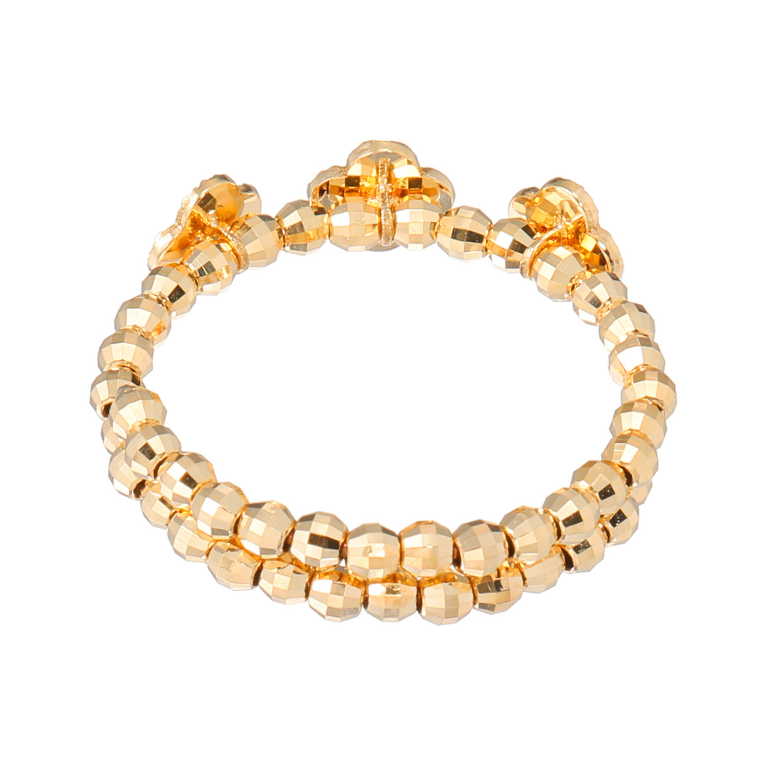 パワーゴールド １８Ｋ 切子紋様 ３モティーフ フレキシブルリング