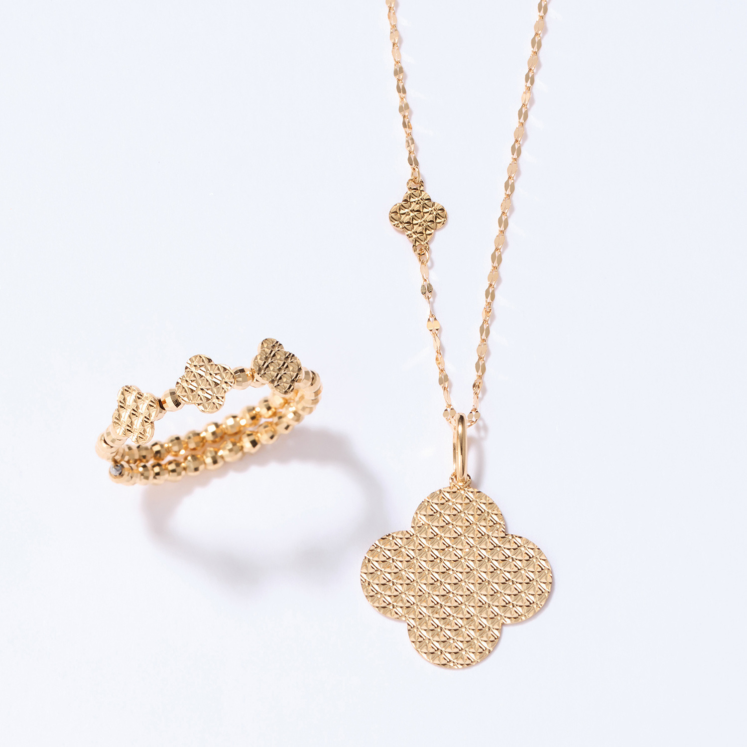 パワーゴールド １８Ｋ 切子紋様 サテライトチェーン ネックレス