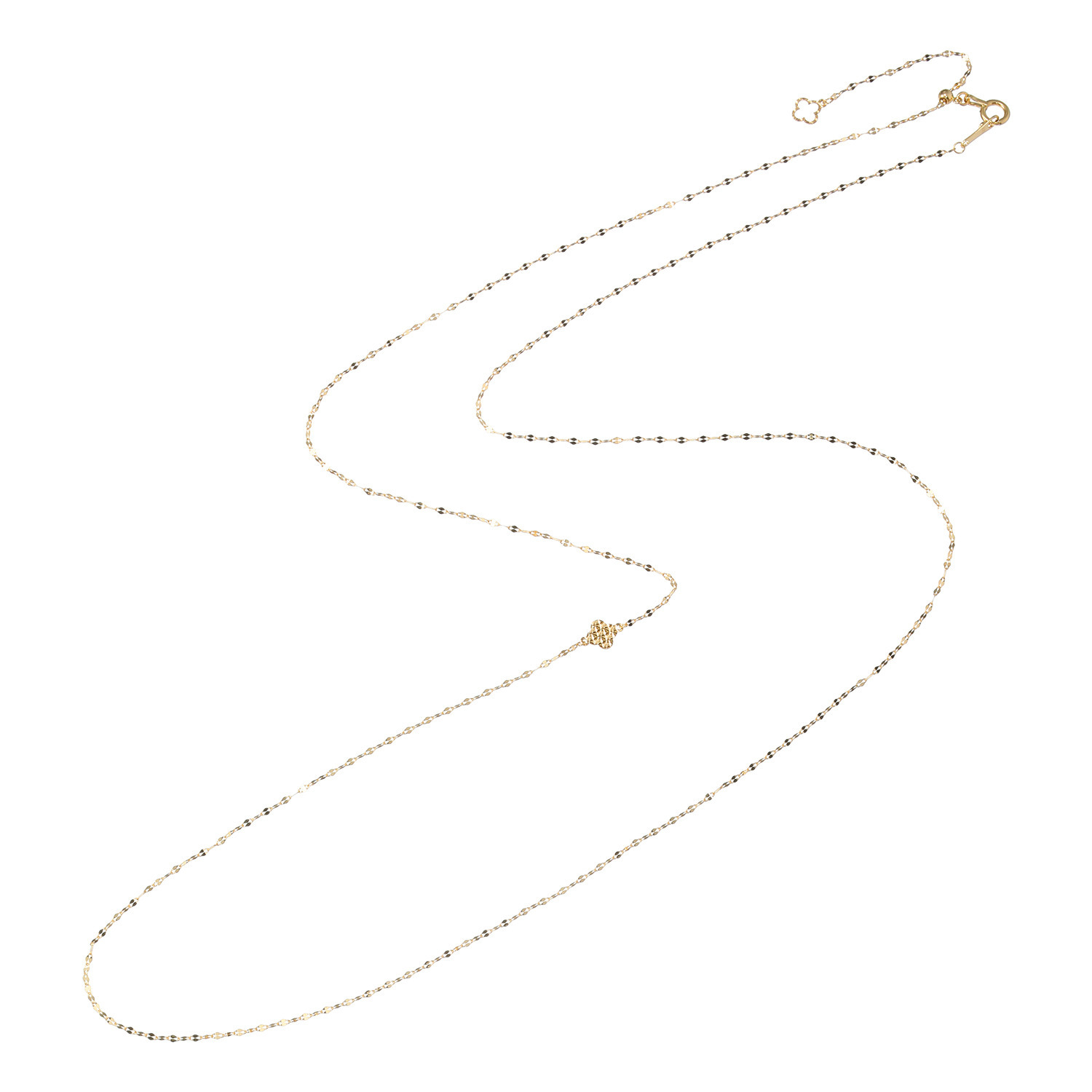 パワーゴールド １８Ｋ 切子紋様 サテライトチェーン ロングネックレス