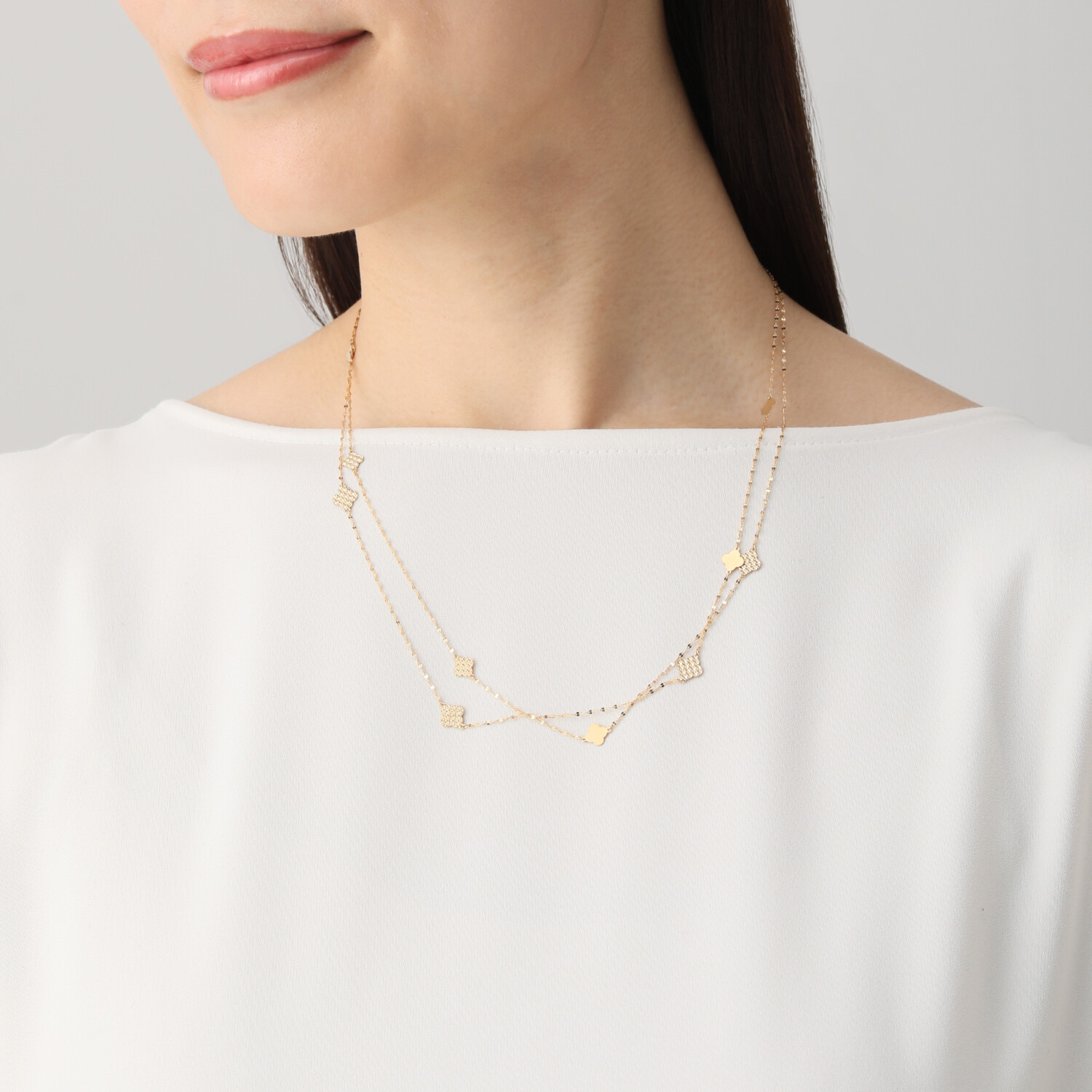 パワーゴールド １８Ｋ 切子紋様 ステーション スーパーロングネックレス