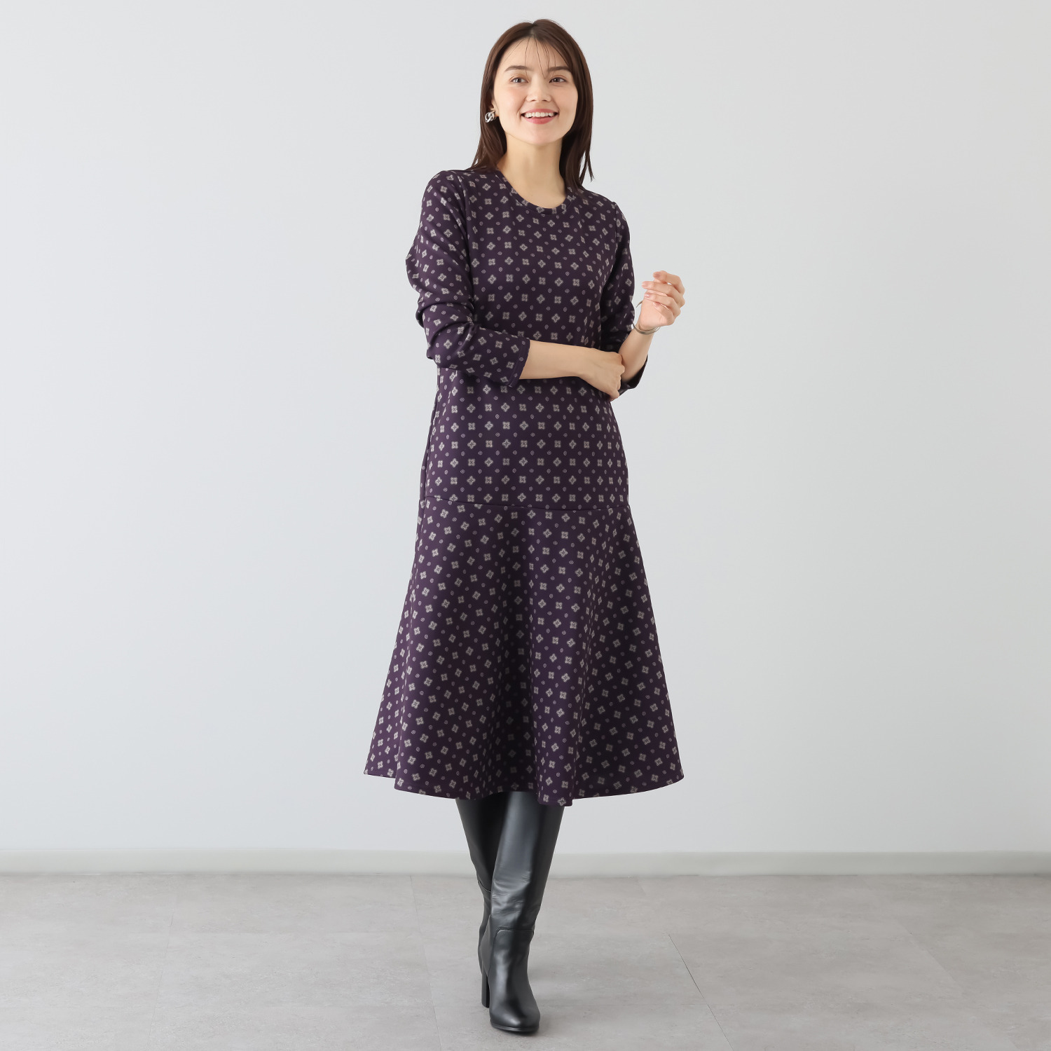 ダジュール フレアーシルエット エレガントワンピース