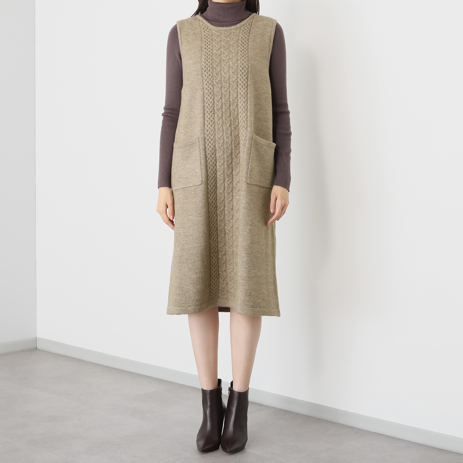 ダジュール ケーブルラインニット ジャンパースカート