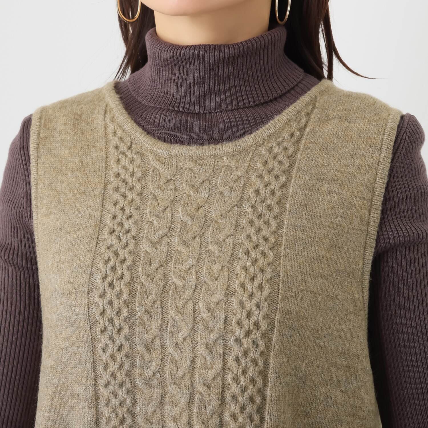 ダジュール ケーブルラインニット ジャンパースカート