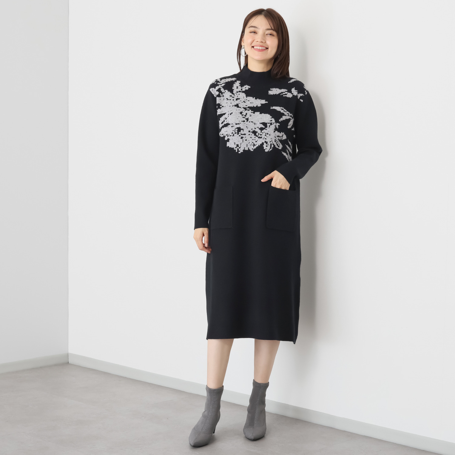 ダジュール フラワージャガード ニットワンピース