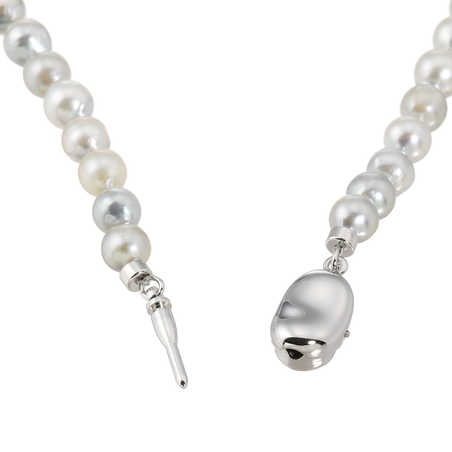 パールモール シルバー 国産アコヤパール 羽根型パールアクセント ロングネックレス