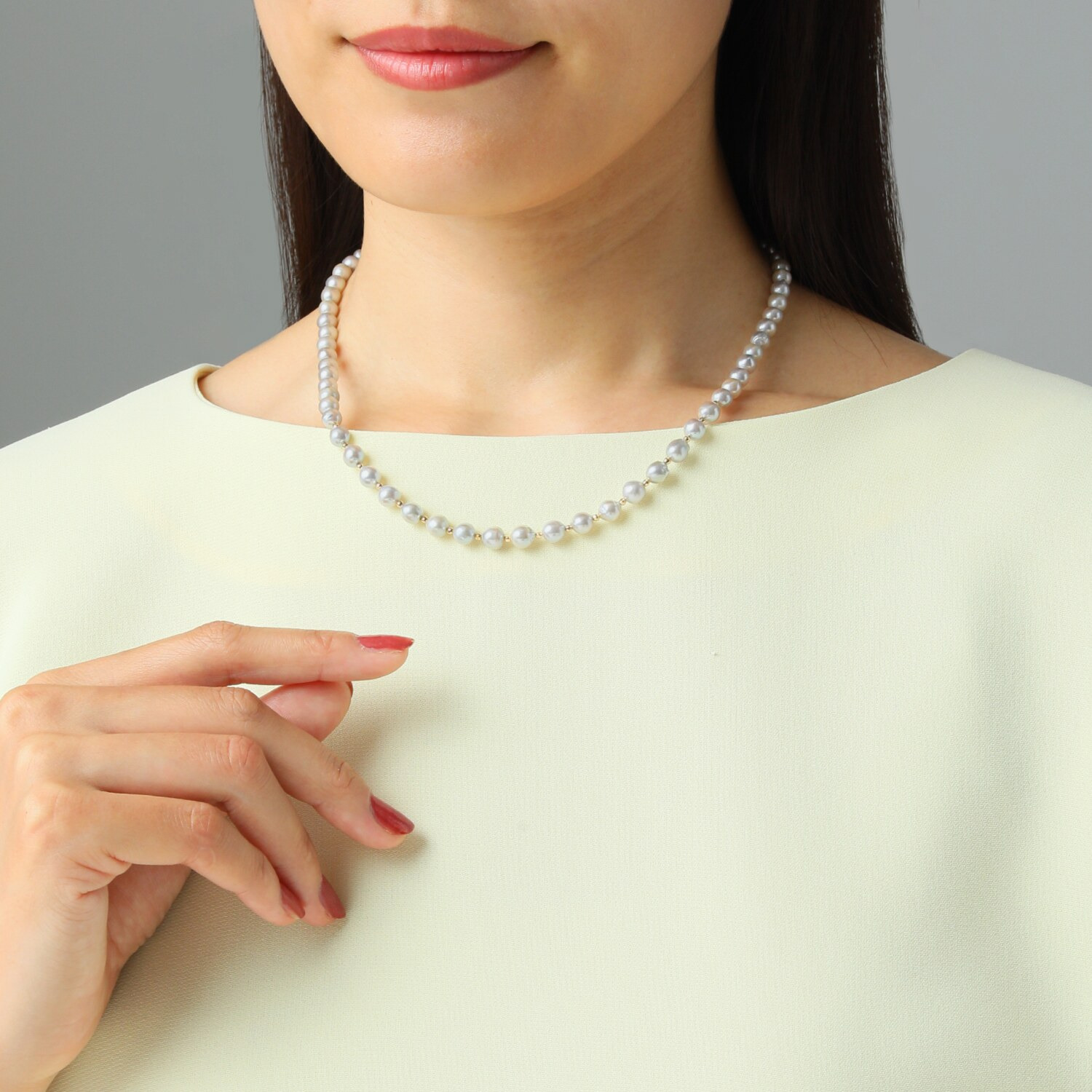 パールモール 国産アコヤパール １８Ｋミラーボール アクセント ネックレス