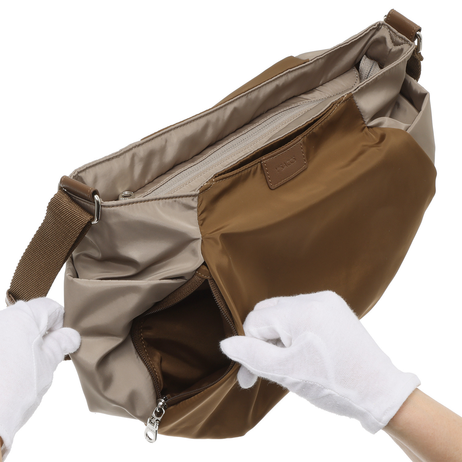 イザック はっ水・軽量 シルキーブロード バイカラー ビッグショルダーバッグ