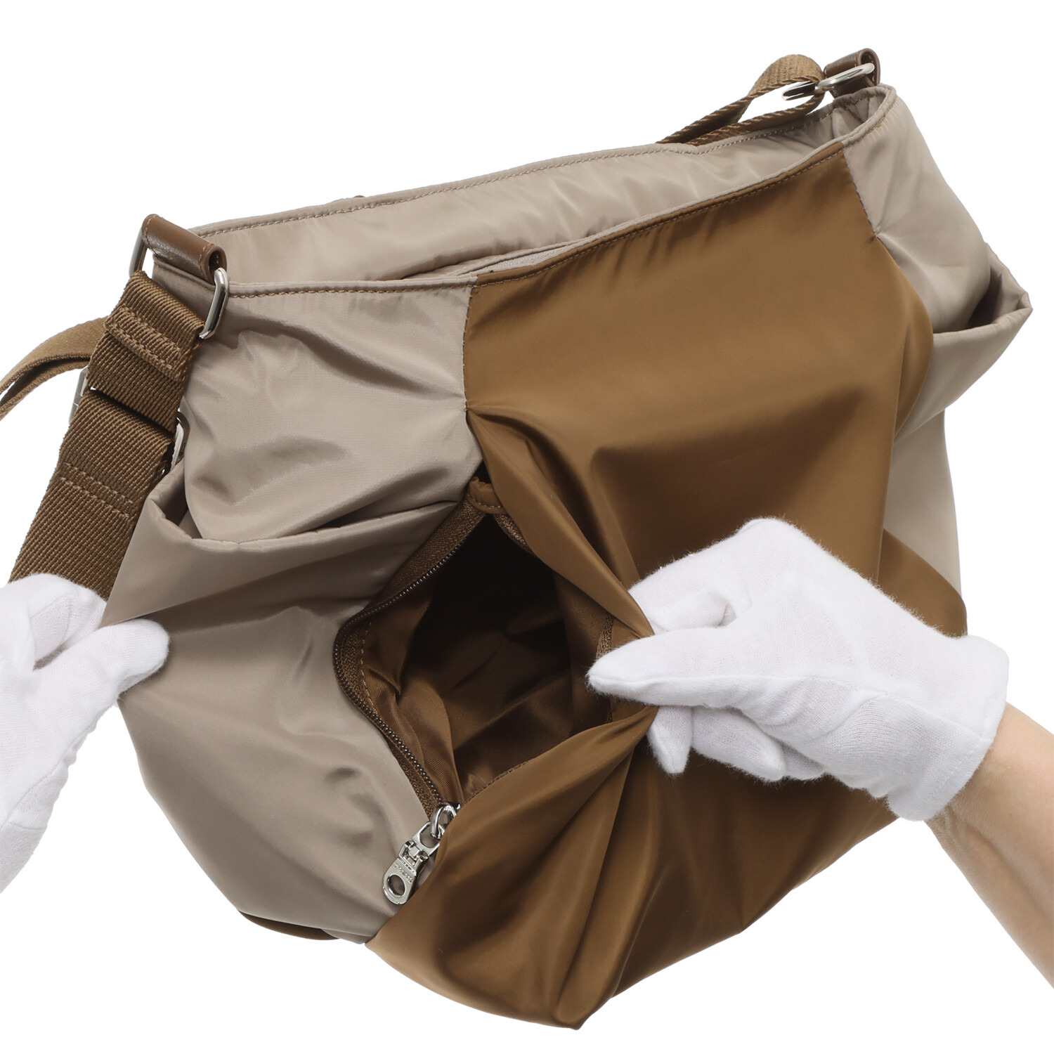 イザック はっ水・軽量 シルキーブロード バイカラー ビッグショルダーバッグ