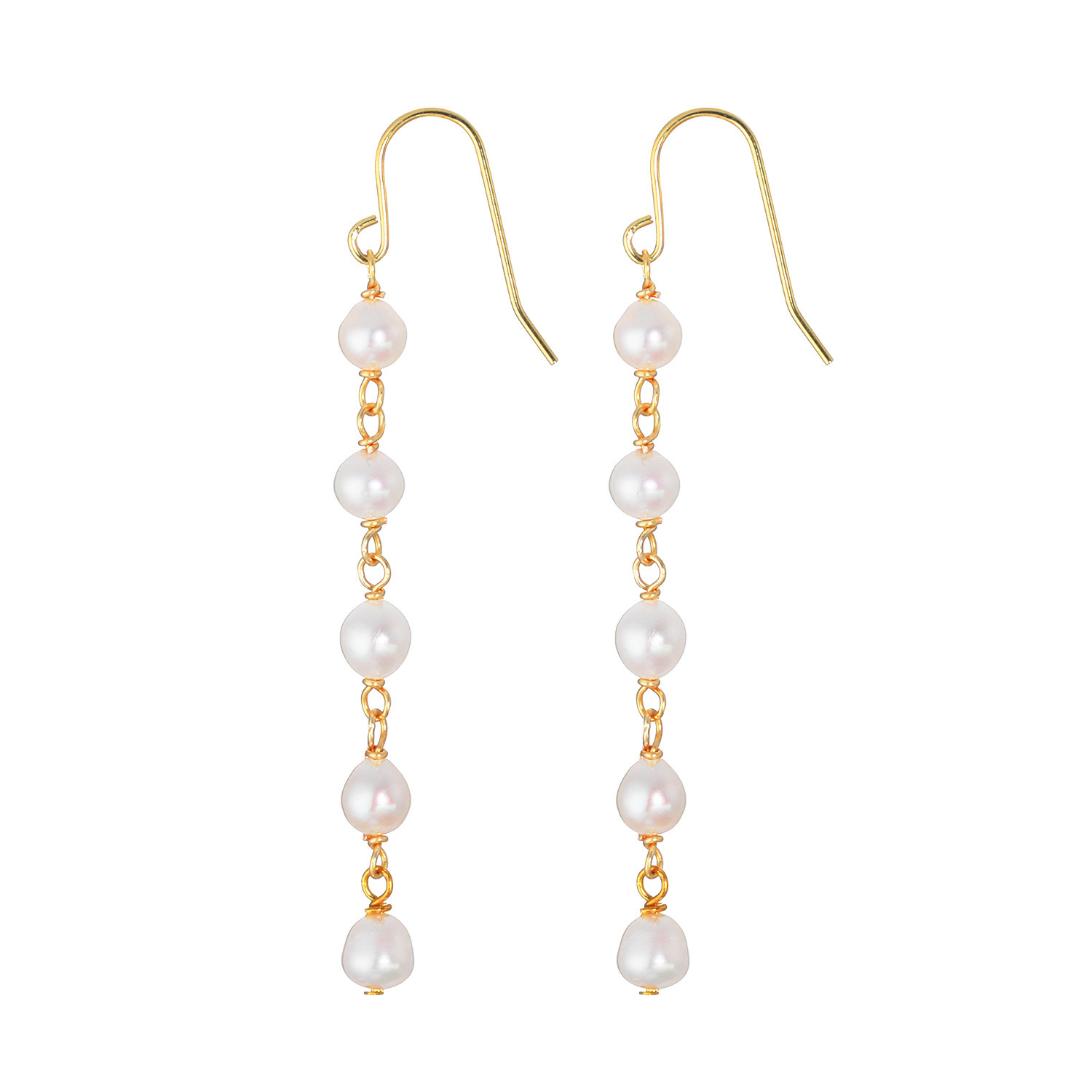 ペレフェリーク シルバー ベビー淡水パール ロングステーションピアス