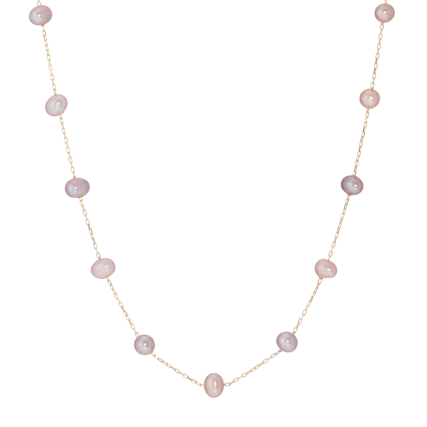 ペレフェリーク １０Ｋ ブロッサムカラー ベビー淡水パール ステーションネックレス