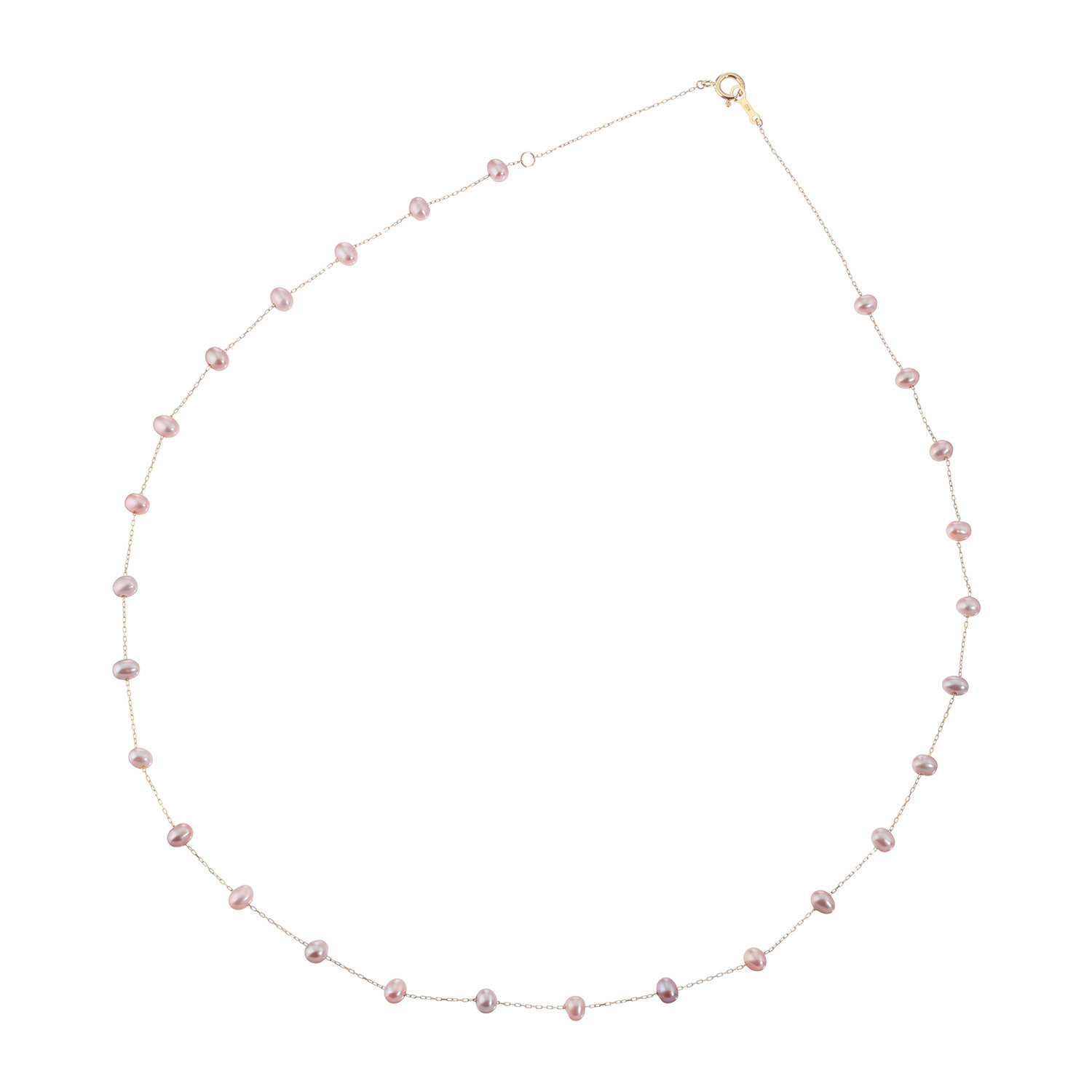 ペレフェリーク １０Ｋ ブロッサムカラー ベビー淡水パール ステーションネックレス