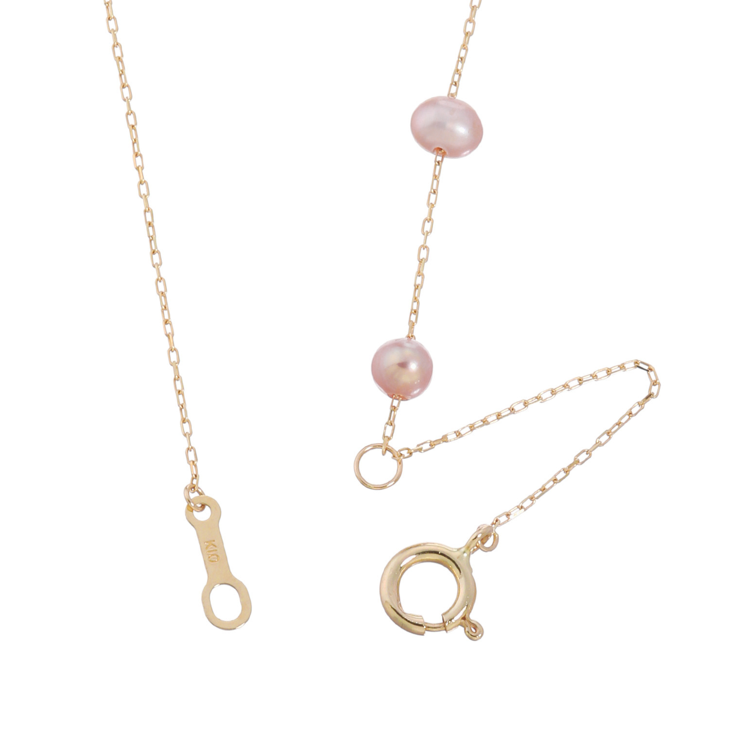 ペレフェリーク １０Ｋ ブロッサムカラー ベビー淡水パール ステーションネックレス