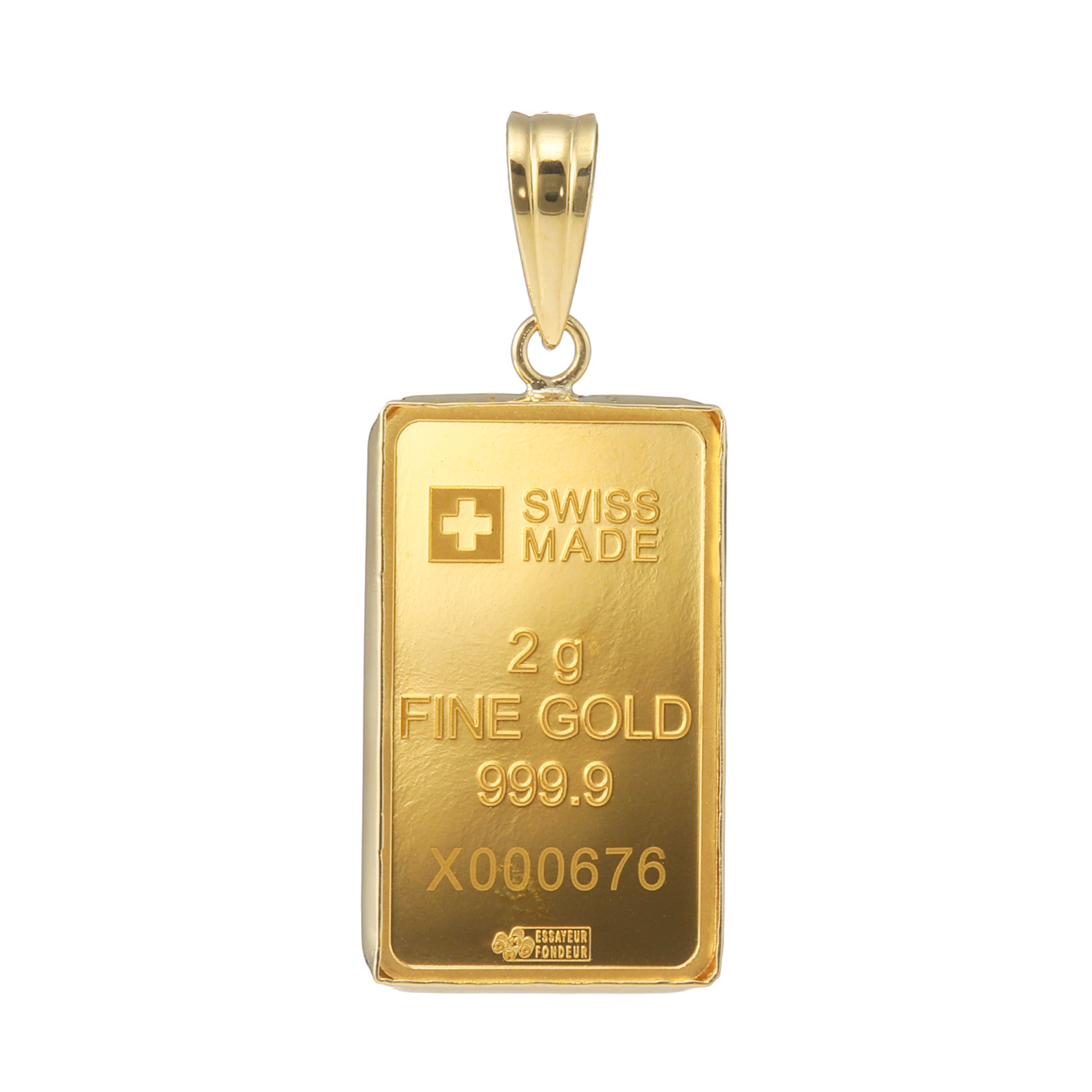 祈平 純金２ｇＵＰ ＰＡＭＰ社製 リバティインゴット ペンダントトップ