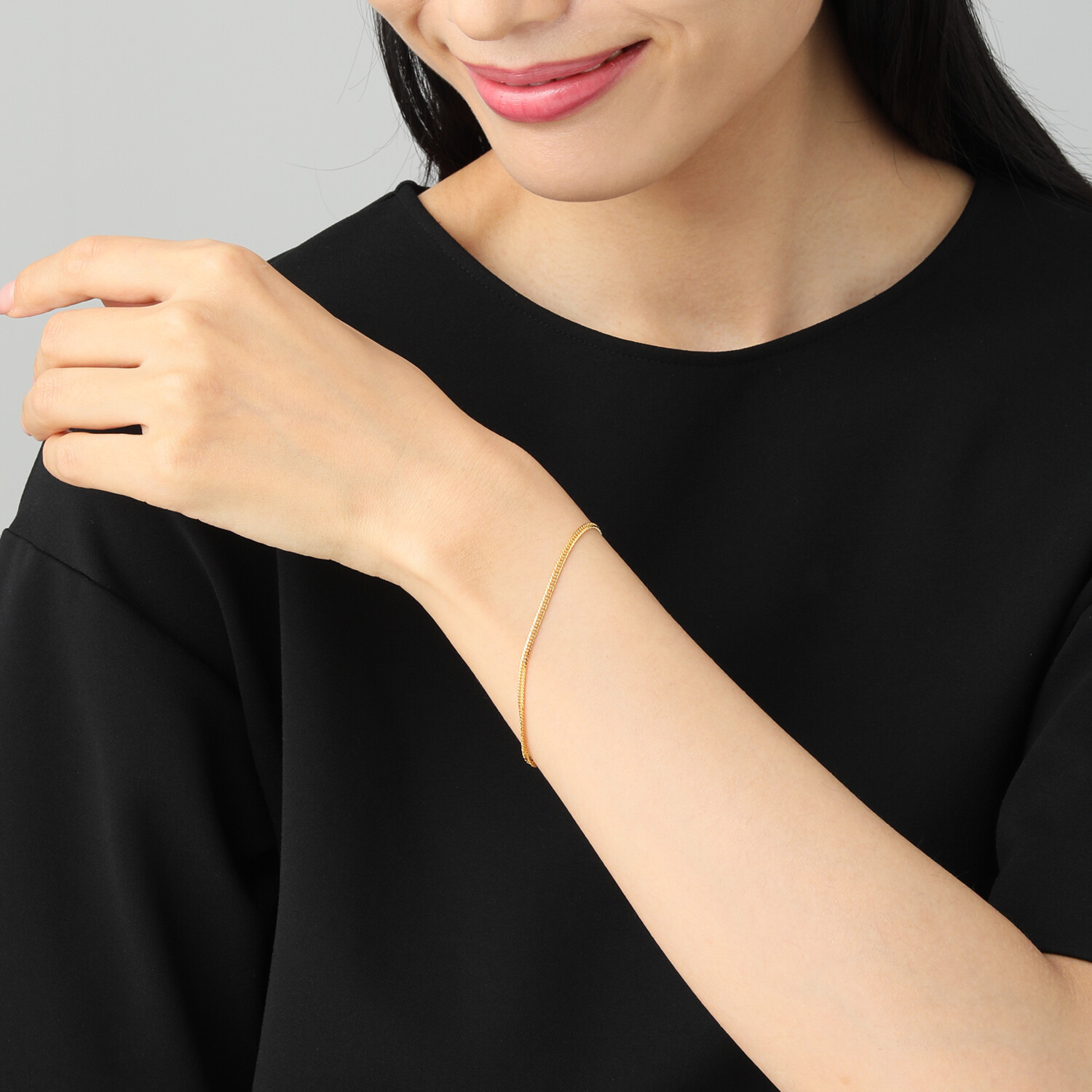 祈平 純金　２．５ｇＵＰ エレガンスカット ダブル編 喜平チェーンブレスレット