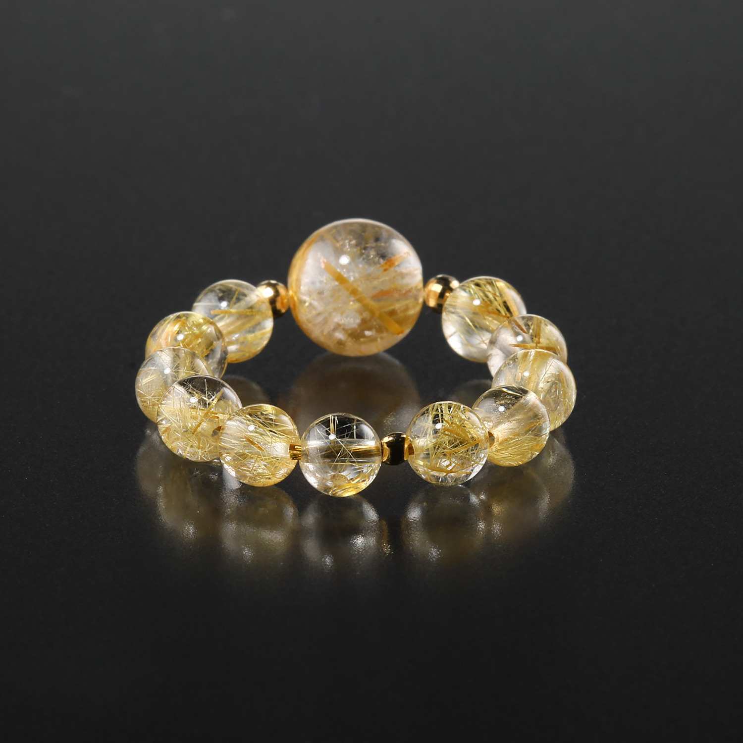 グランダム １８Ｋ ゴールデンルチルクォーツ 丸玉リング