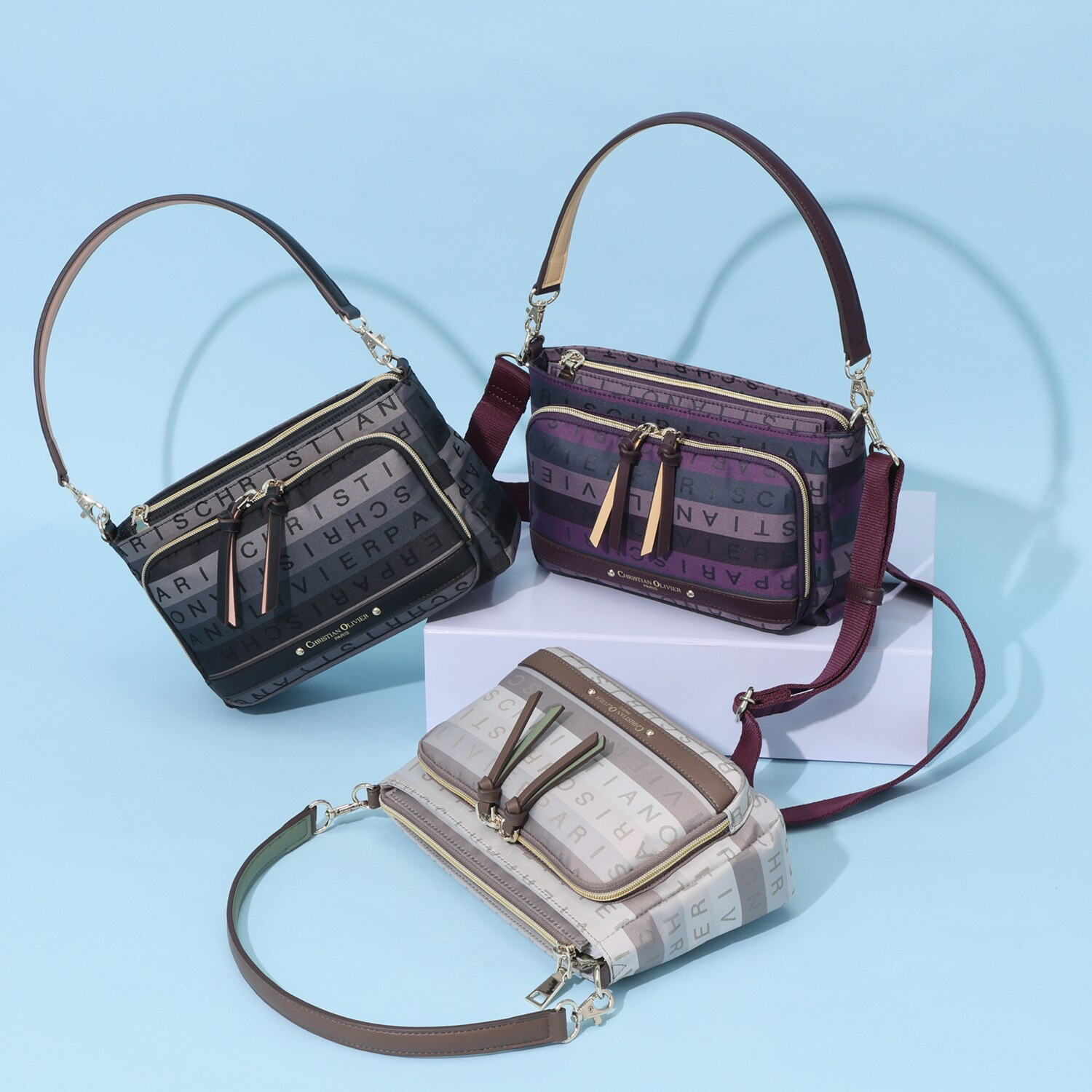 クリスチャン　オリビエ はっ水 グラデーションジャガード ２ウェイ多機能ポシェット