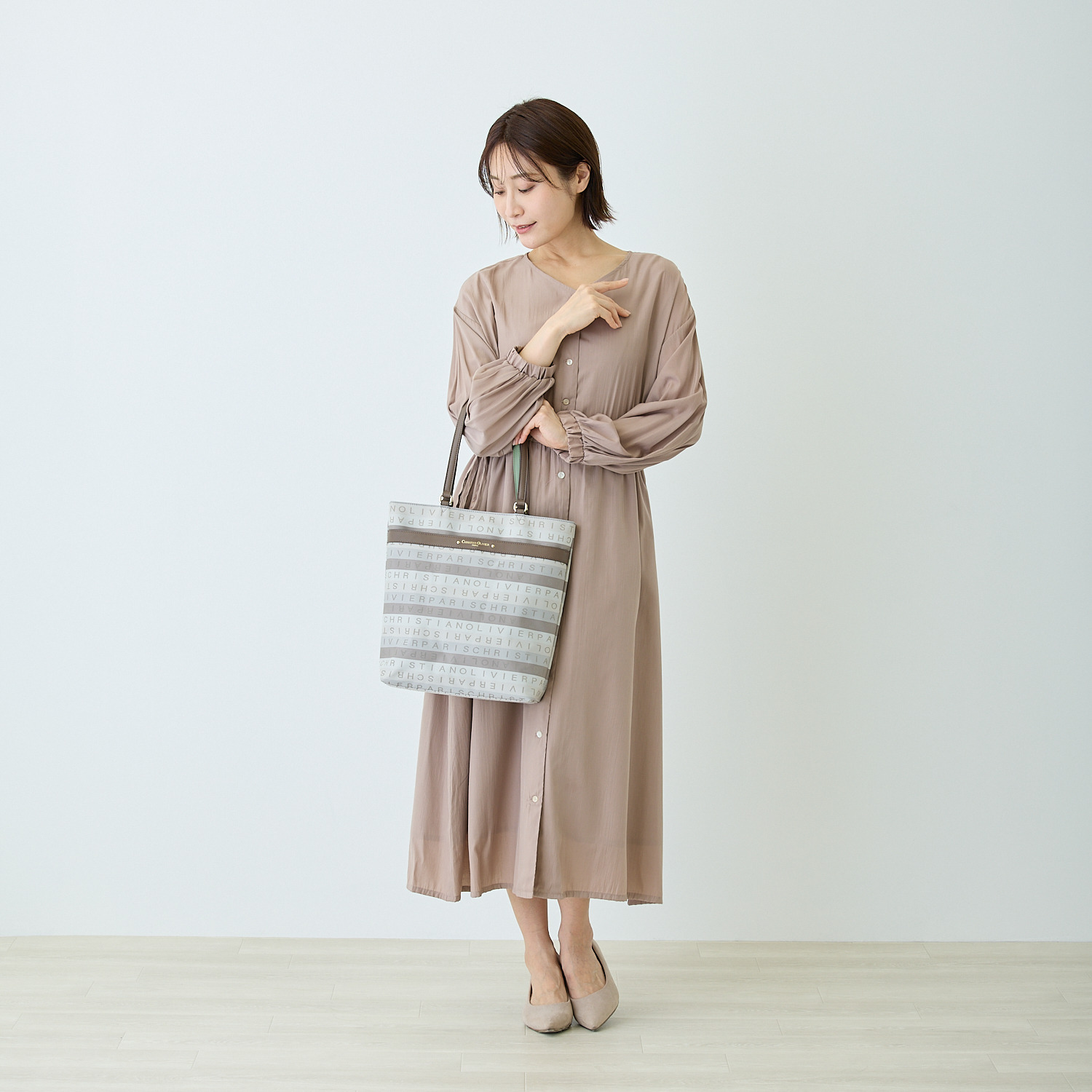 クリスチャン　オリビエ はっ水 グラデーションジャガード トートバッグ