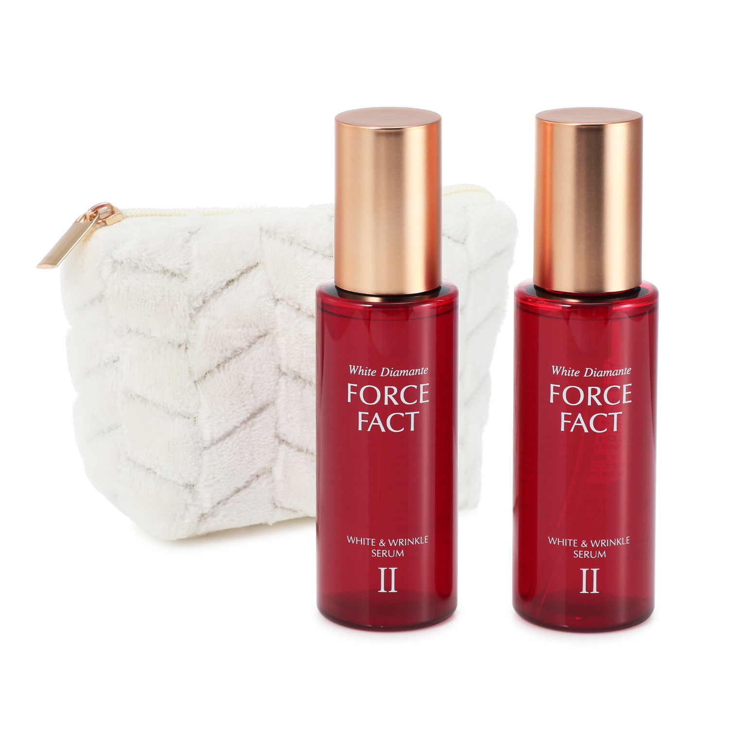 ホワイトディアマンテ 薬用ホワイト＆ リンクルセラムＩＩ “フォースファクト 　セラムＩＩ” ２本ポーチ付セット