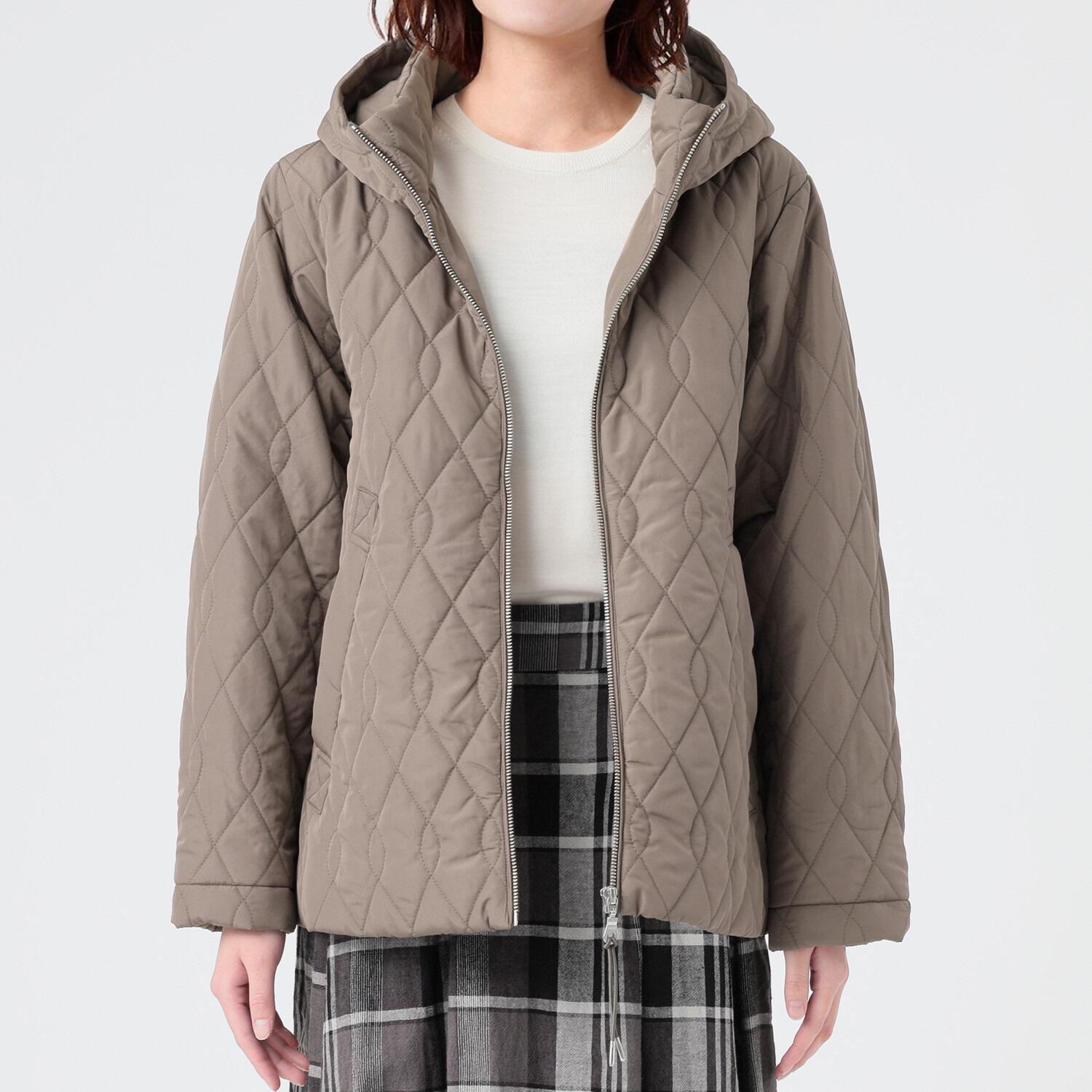 スタイル・ラヴィー 中綿入りキルト フーディー ライトジャケット