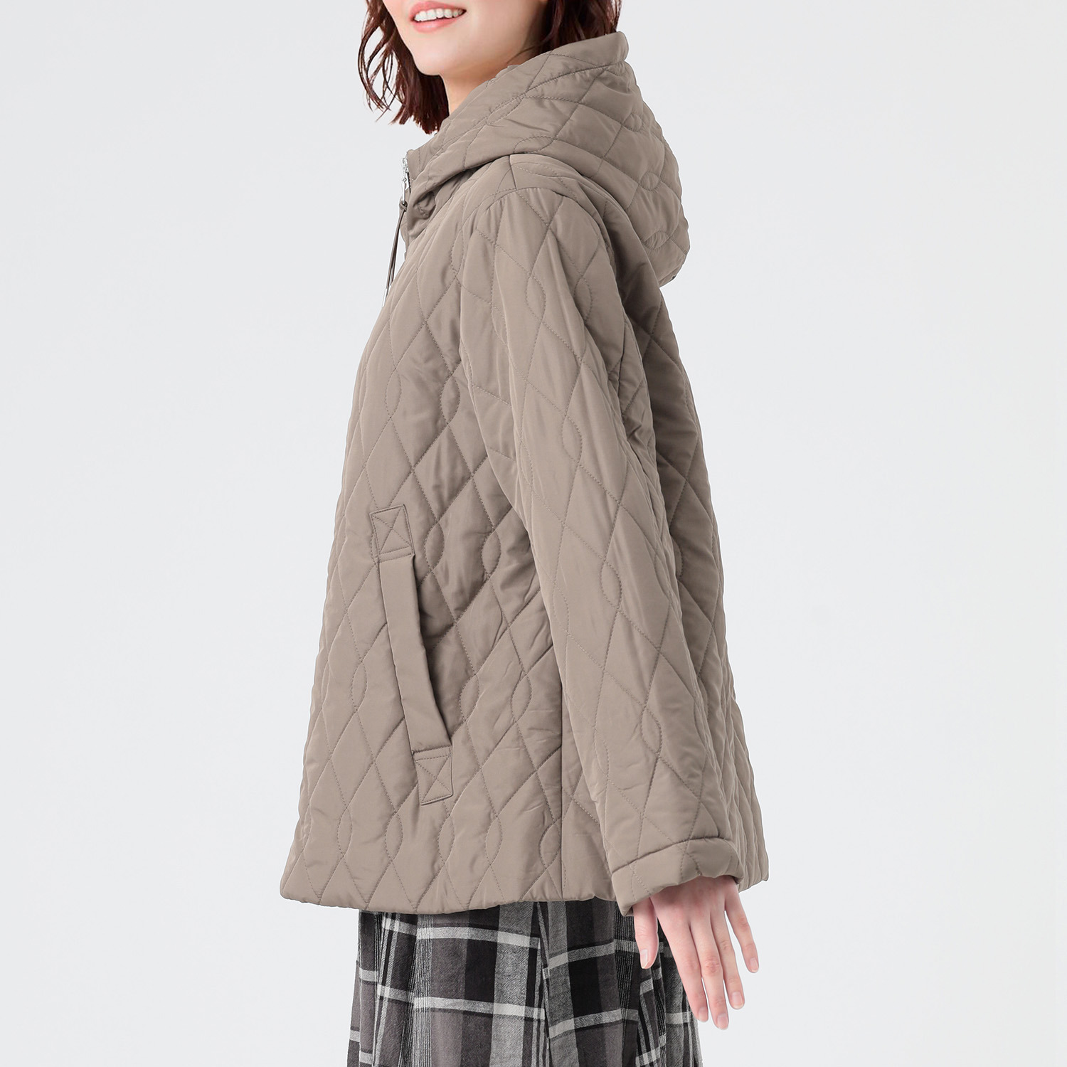 スタイル・ラヴィー 中綿入りキルト フーディー ライトジャケット