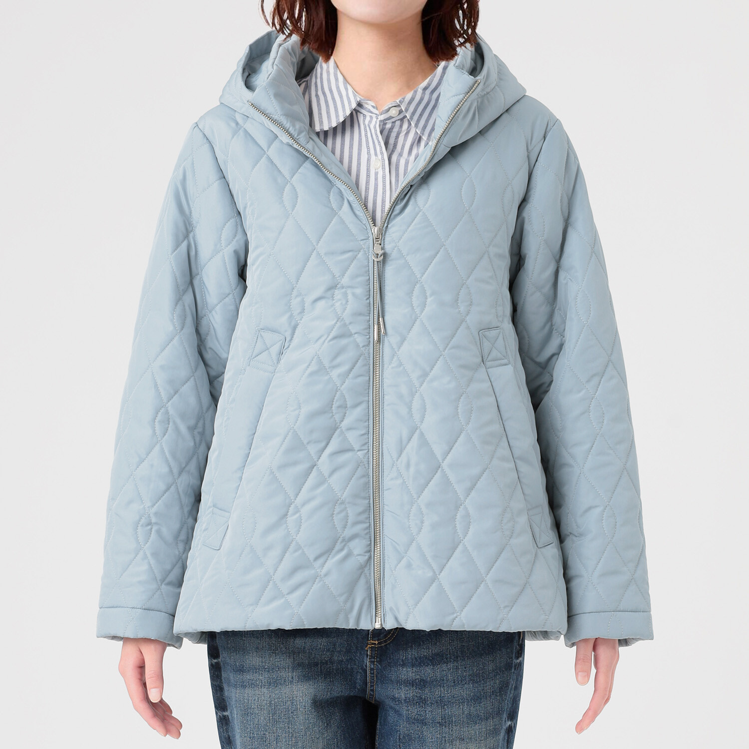 スタイル・ラヴィー 中綿入りキルト フーディー ライトジャケット