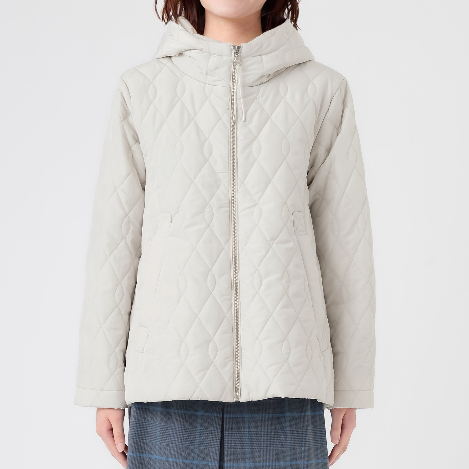 スタイル・ラヴィー 中綿入りキルト フーディー ライトジャケット