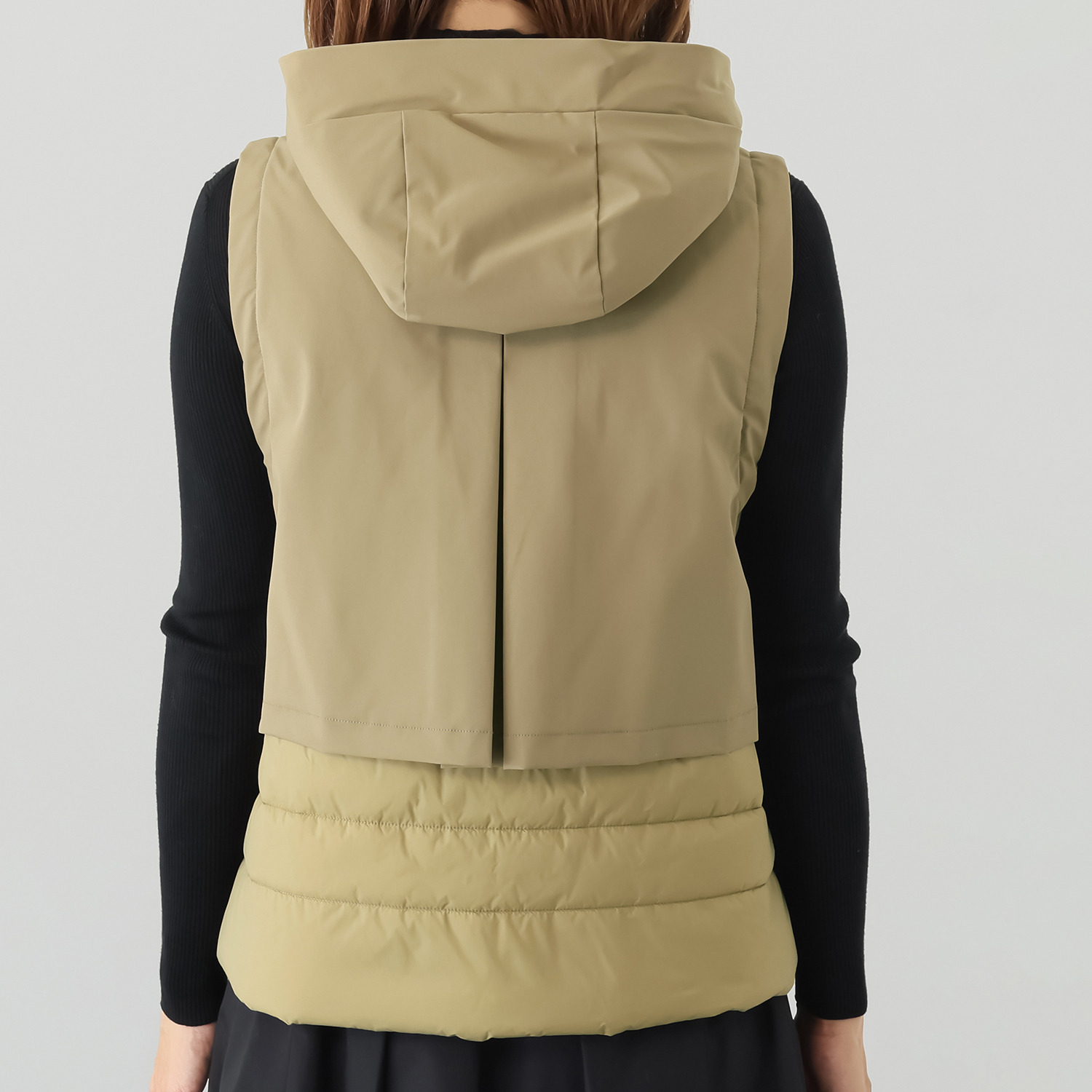 スタイル・ラヴィー 中綿入り 異素材ミックス フーディーベスト