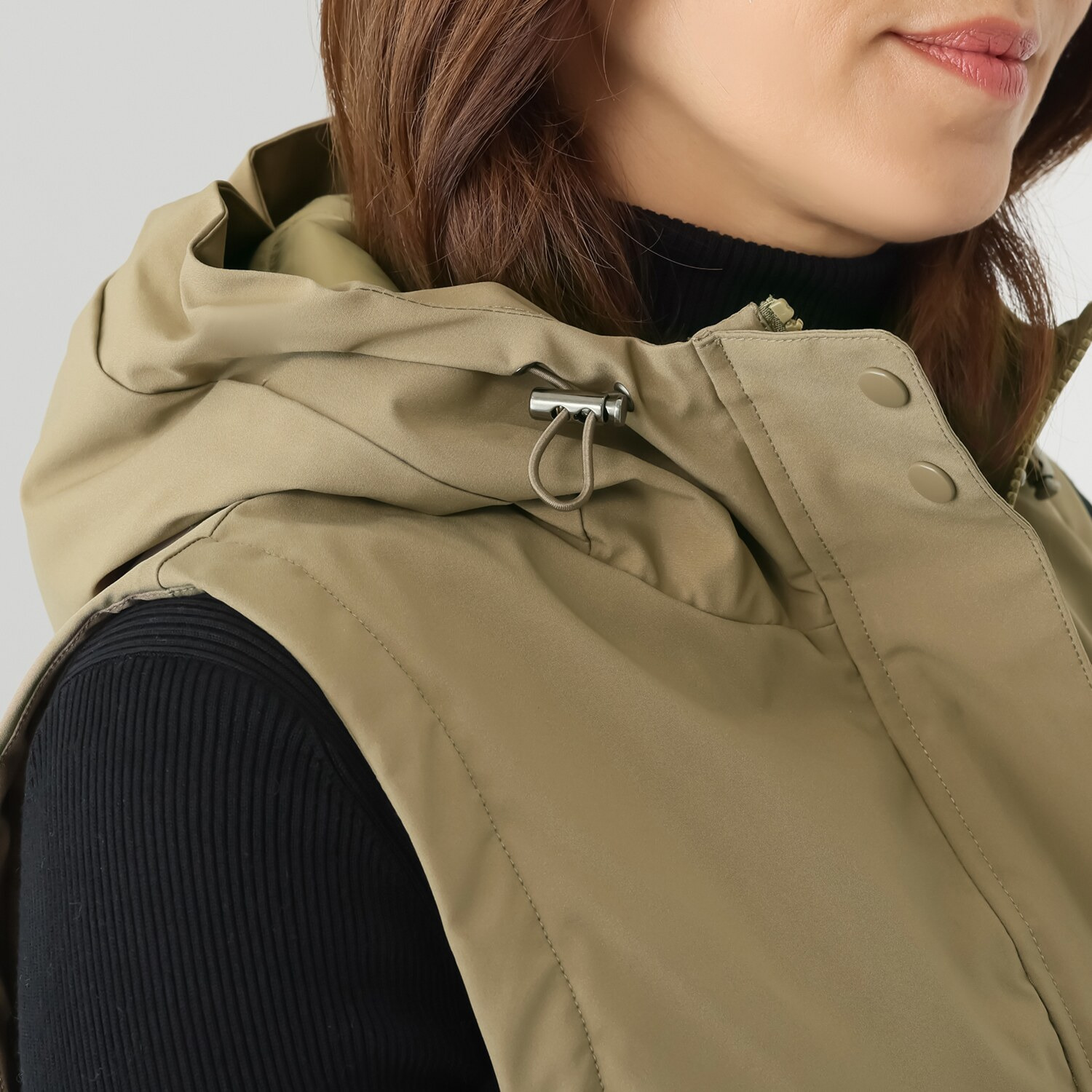 スタイル・ラヴィー 中綿入り 異素材ミックス フーディーベスト