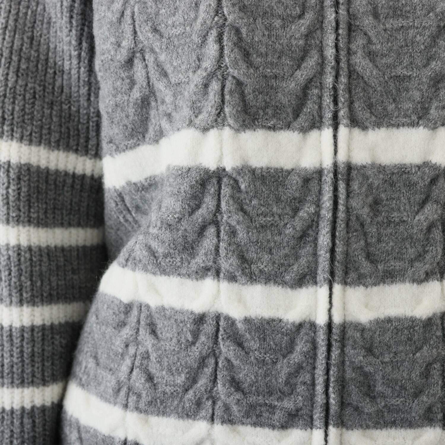 エムズ　スタイル ケーブル編アクセント ジップアップデザイン ニットパーカーブルゾン