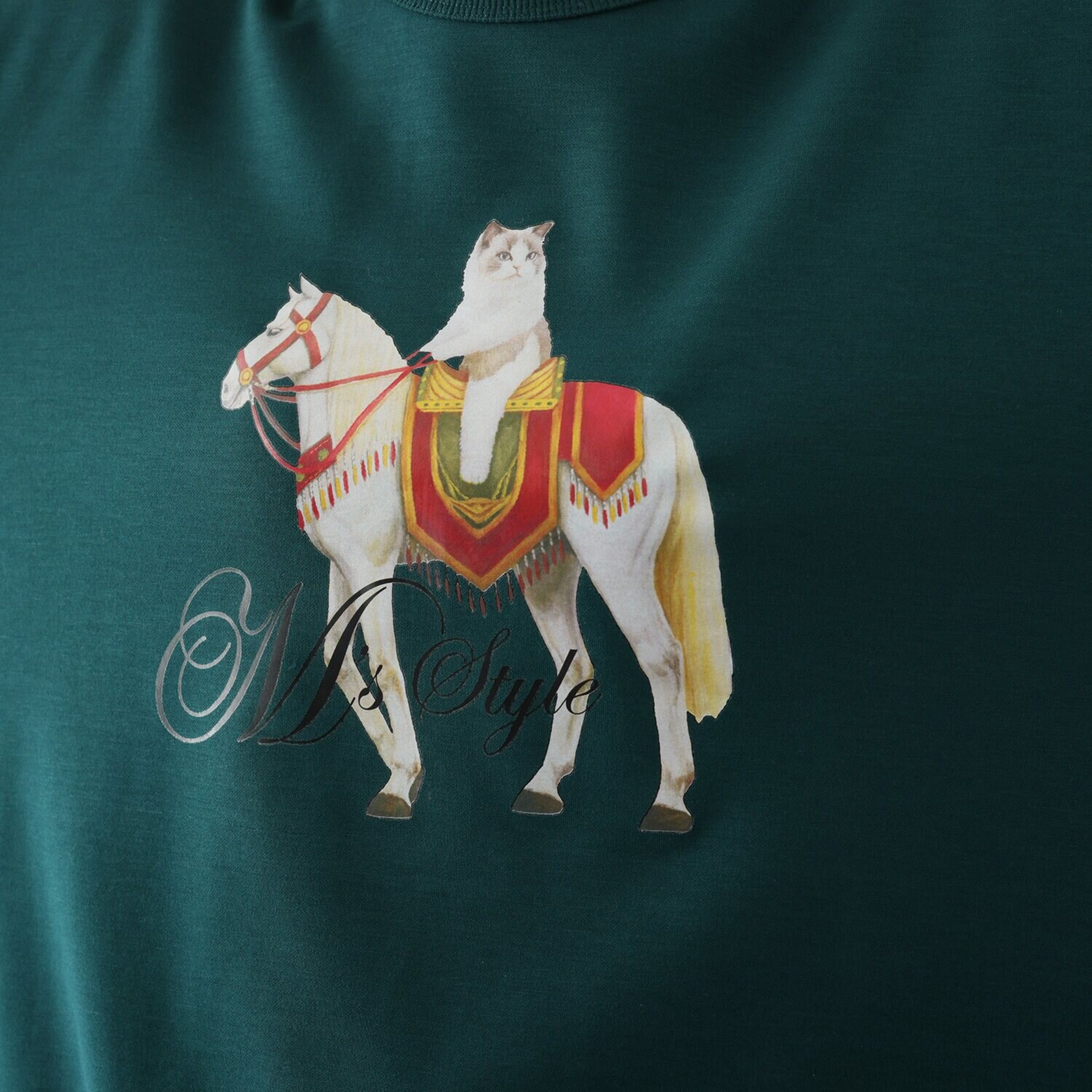エムズ　スタイル 裏起毛ソフトジャージー 猫と馬プリントデザイン 大人のトレーナー 