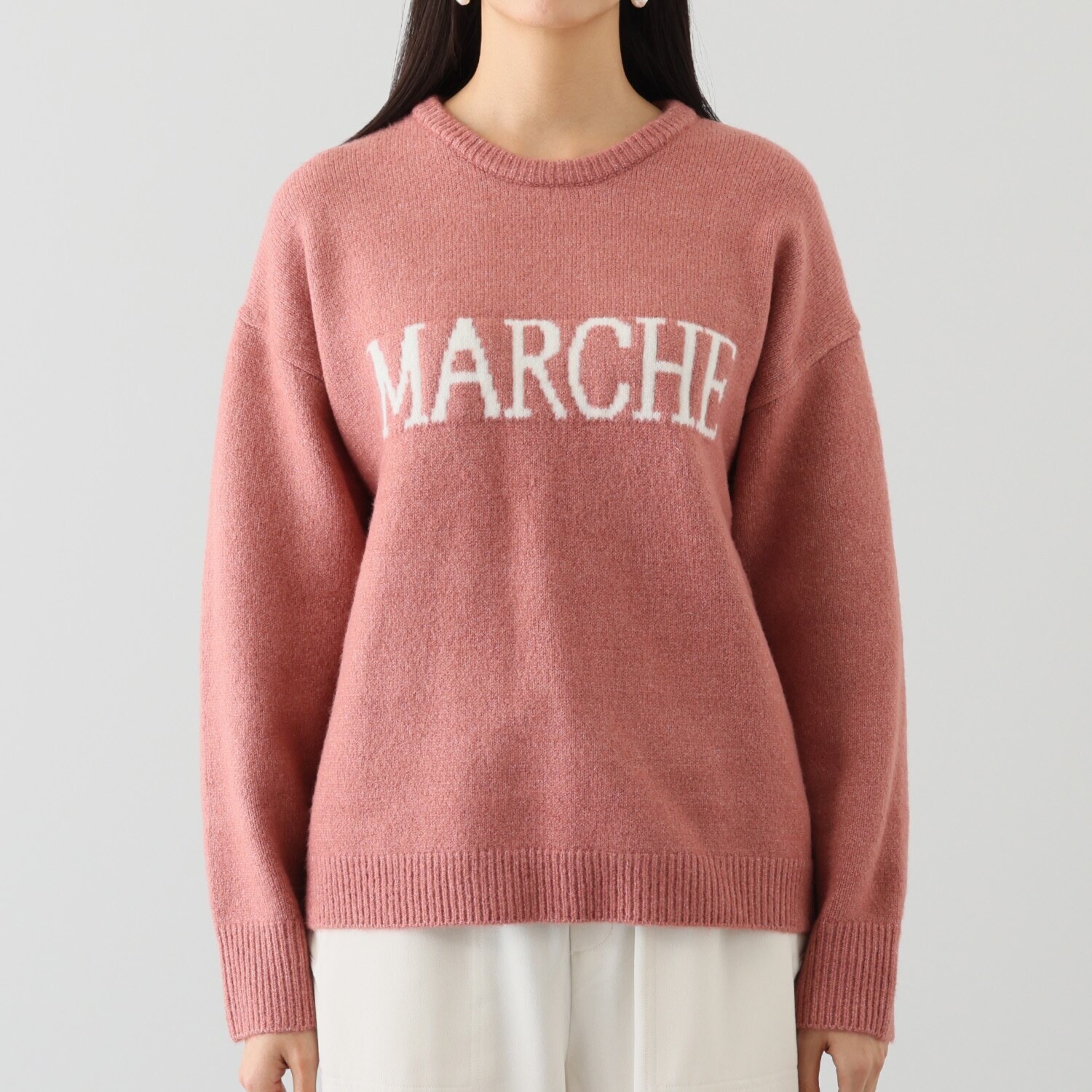 エムズ　スタイル ロゴジャガード リラックスできる 大人ニットプルオーバー