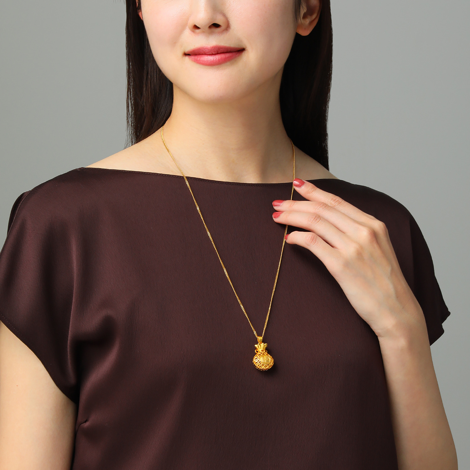 マイクローバー タイガーアイ 銭亀＆福巾着＆クローバー チャーム