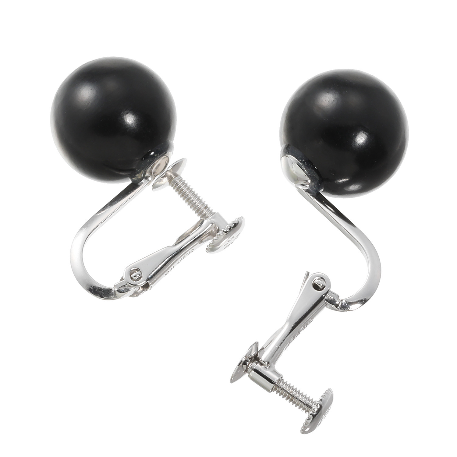 バイネイチャーサイレンス シルバー ジェット 丸玉 ピアス／イヤリング