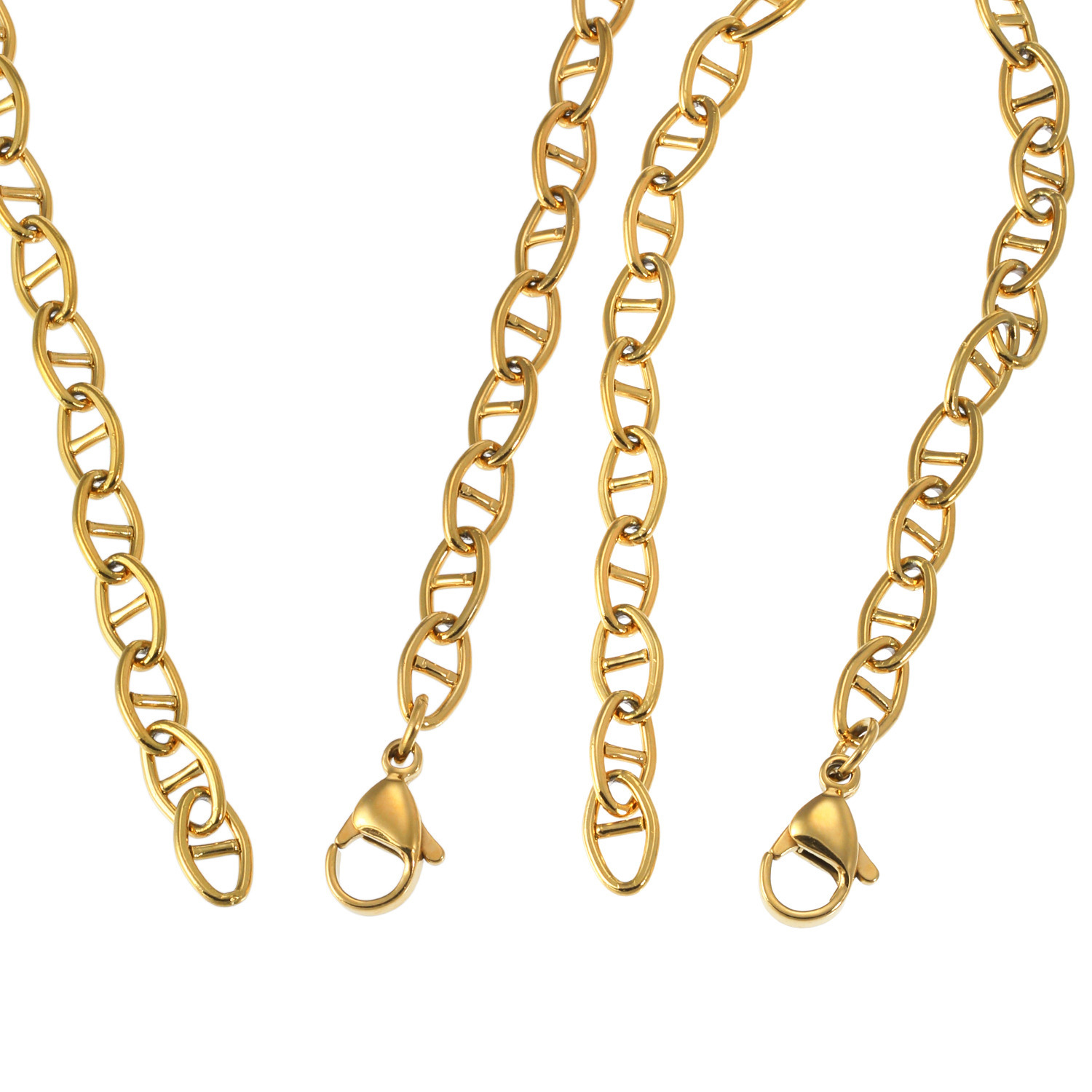 ステロ ステンレス マリーナチェーン ネックレス＆ ブレスレットセット