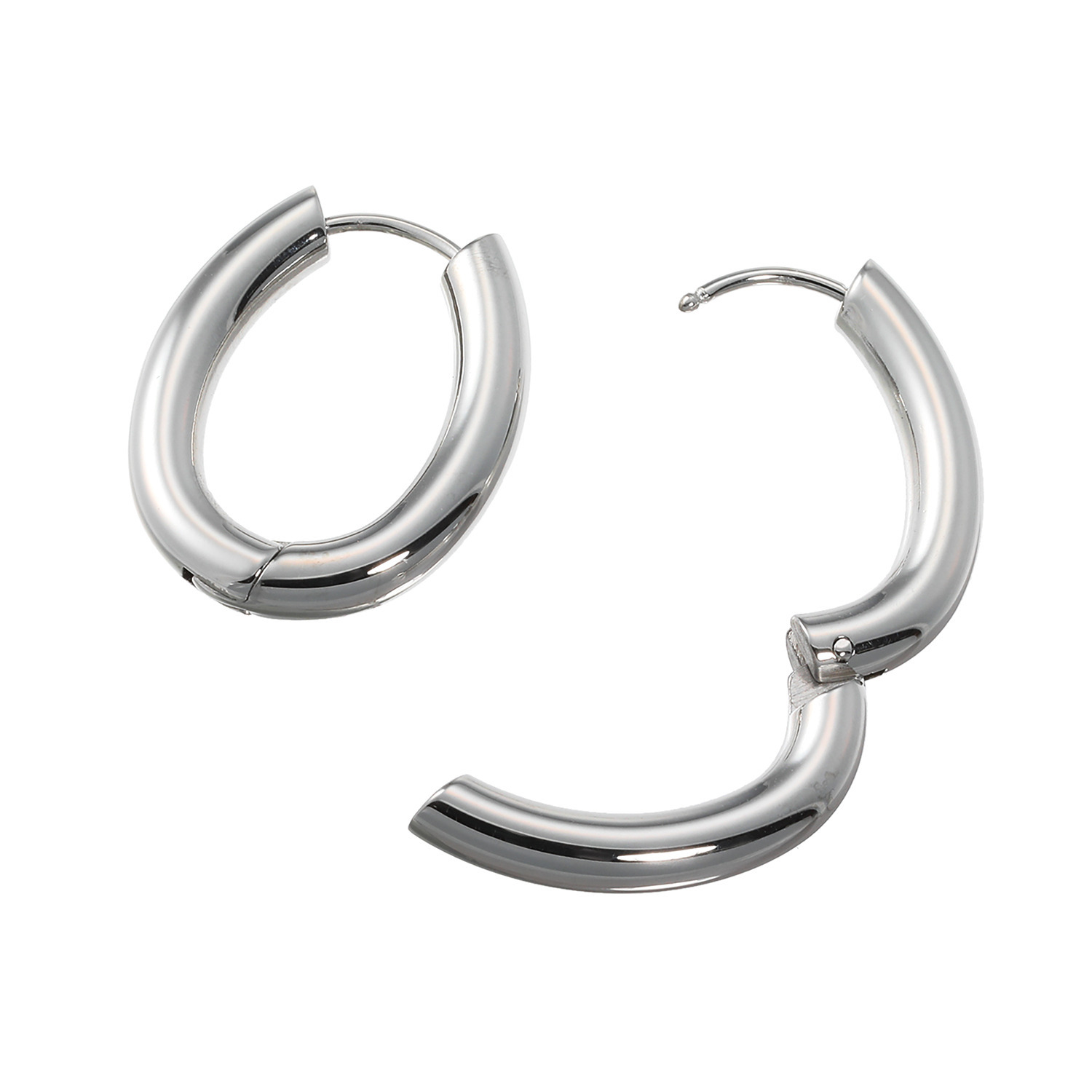 ステロ ステンレス オーバルフープ 中折れ式ピアス