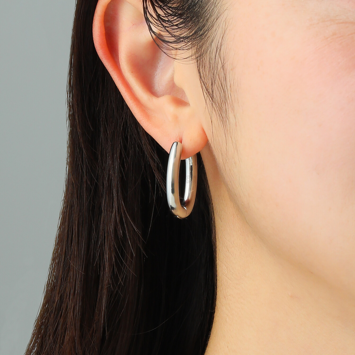ステロ ステンレス オーバルフープ 中折れ式ピアス