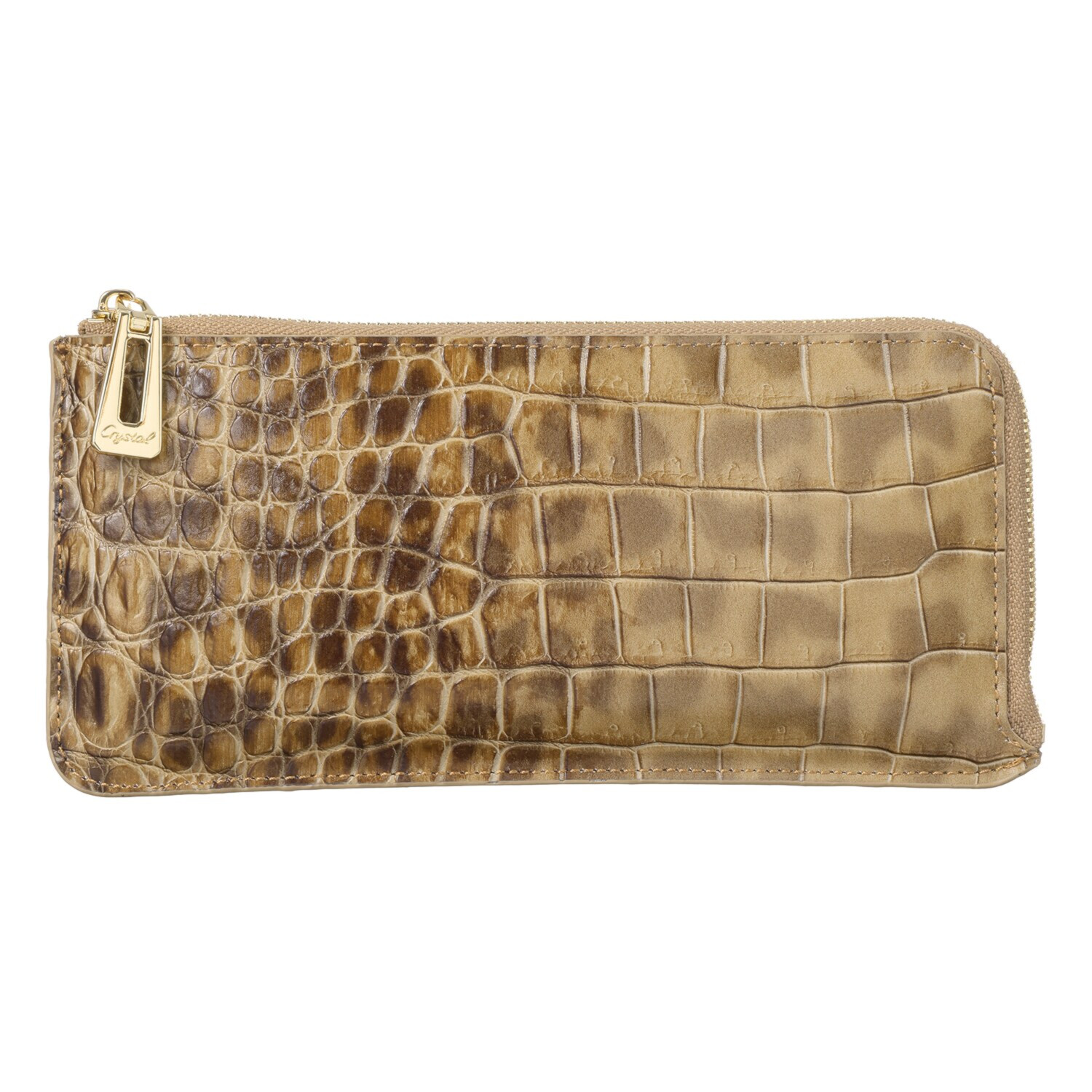 レザージュエルズ ギャレリア　ココリュクス トスカーナ社製 牛革クロコダイル型押し レオパードプリント Ｌ字型スマートウォレット