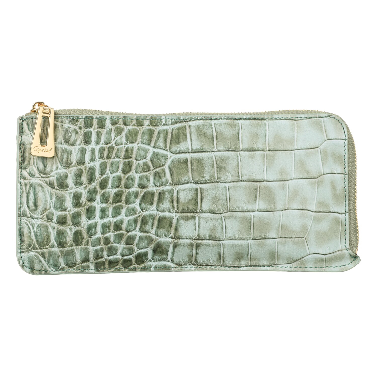 レザージュエルズ ギャレリア　ココリュクス トスカーナ社製 牛革クロコダイル型押し レオパードプリント Ｌ字型スマートウォレット