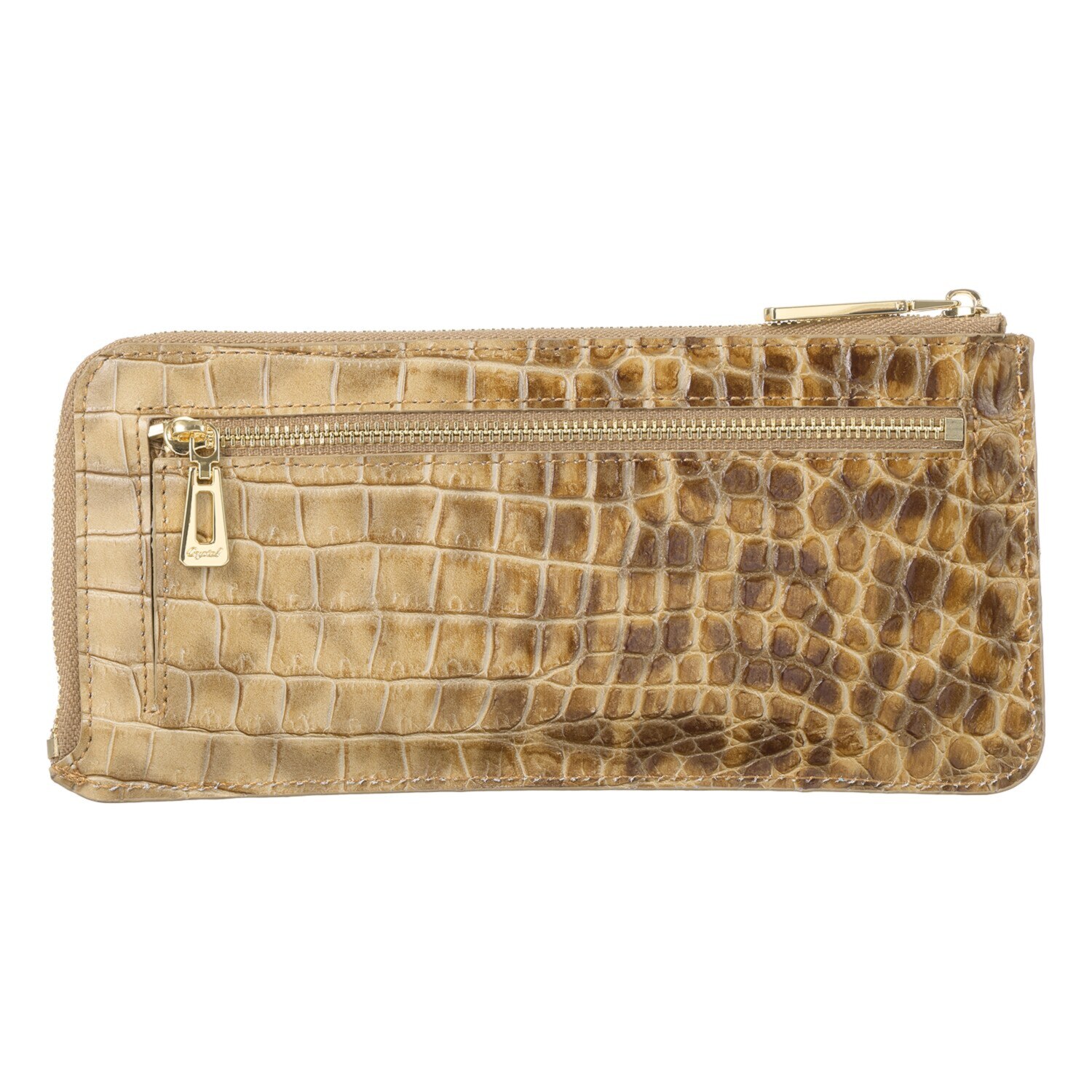 レザージュエルズ ギャレリア　ココリュクス トスカーナ社製 牛革クロコダイル型押し レオパードプリント Ｌ字型スマートウォレット