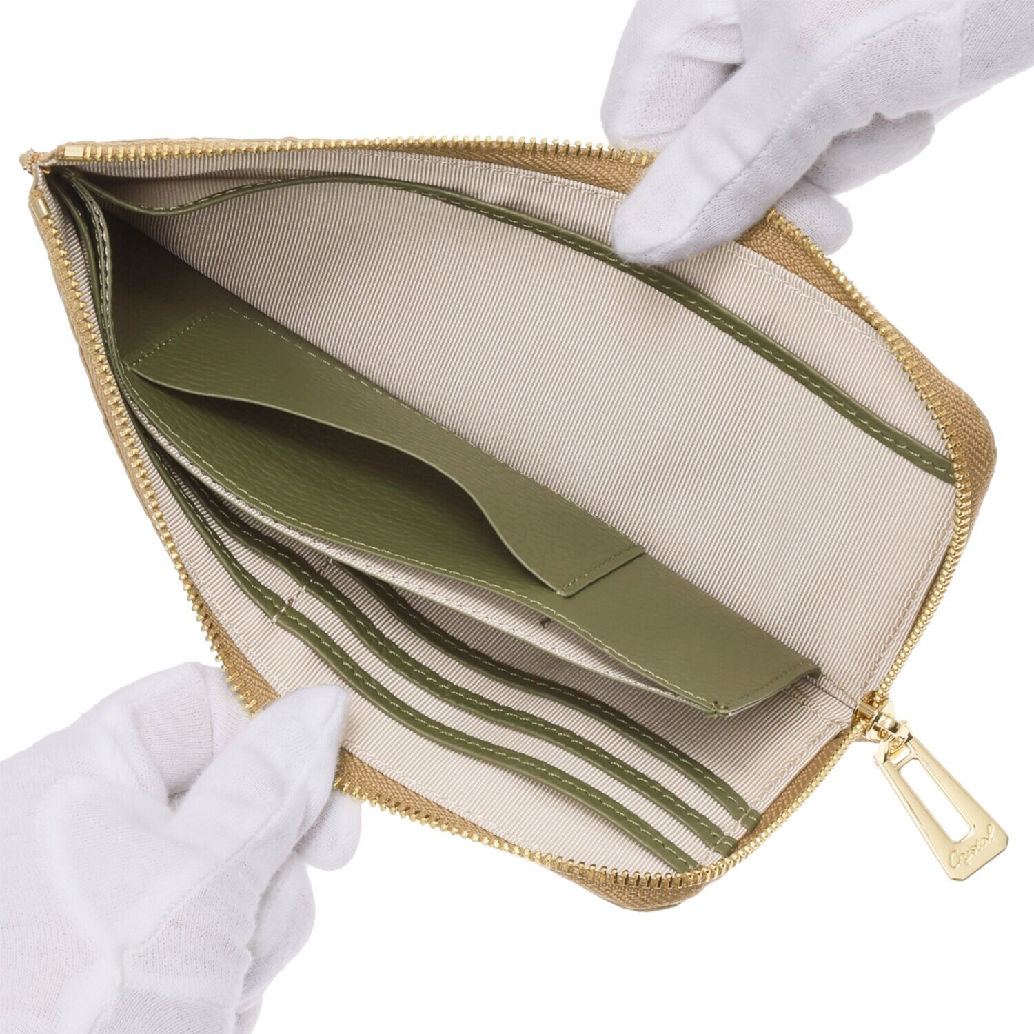 レザージュエルズ ギャレリア　ココリュクス トスカーナ社製 牛革クロコダイル型押し レオパードプリント Ｌ字型スマートウォレット