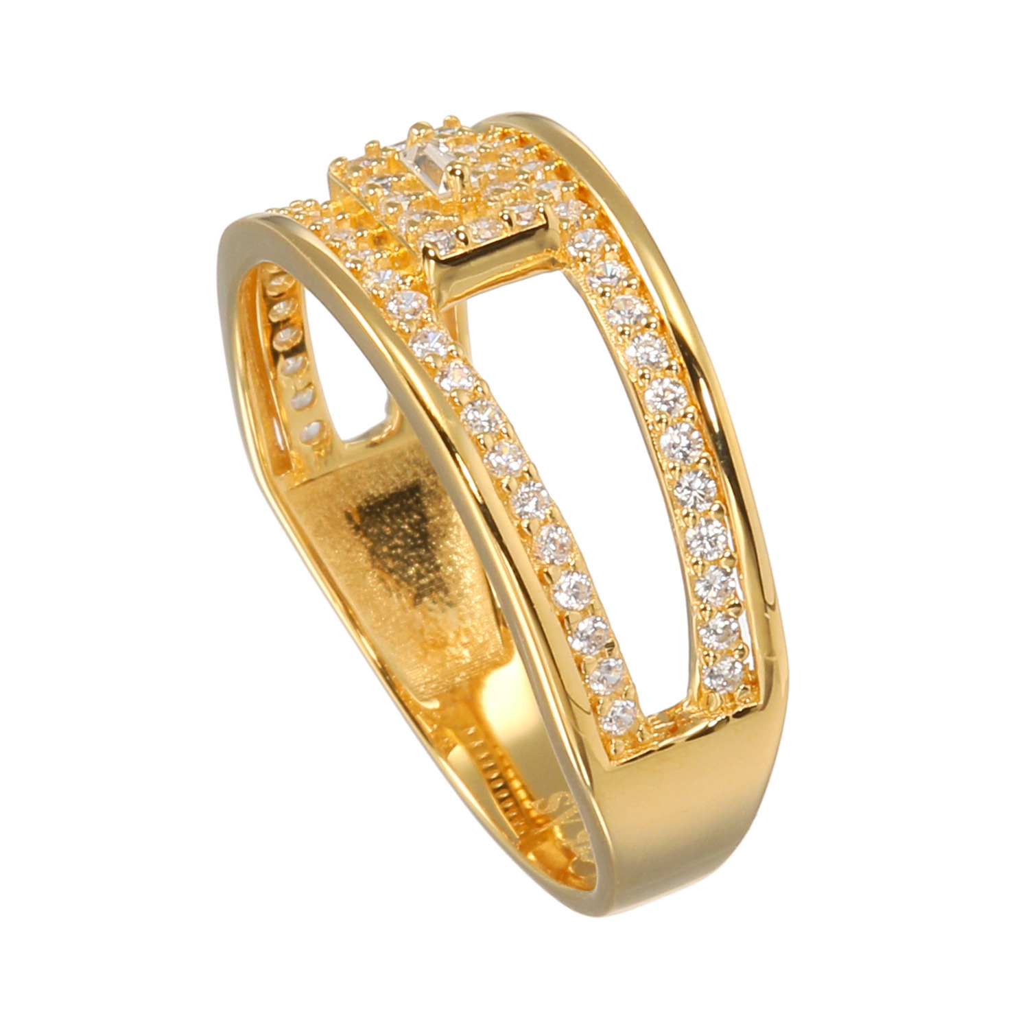 ブリランテステッラ シルバー ＣＺ バゲットカット ポイントデザインリング