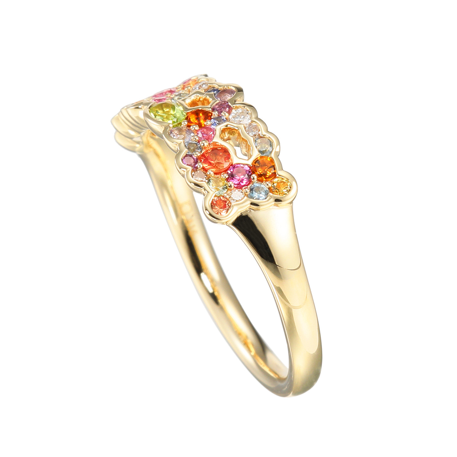 パーセルジュエリー １０Ｋ ダイヤモンド＆ マルチジェム ミックスカラー パヴェリング