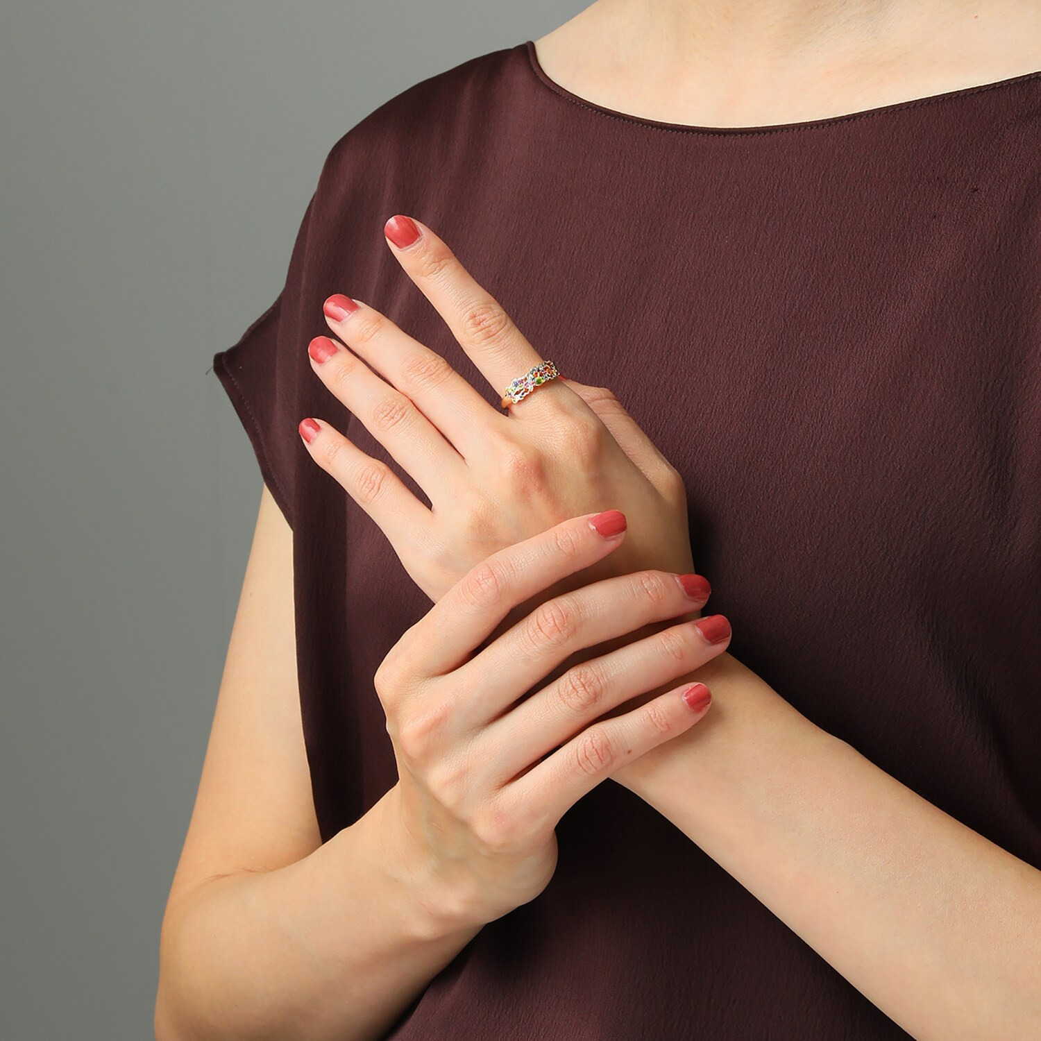 パーセルジュエリー １０Ｋ ダイヤモンド＆ マルチジェム ミックスカラー パヴェリング