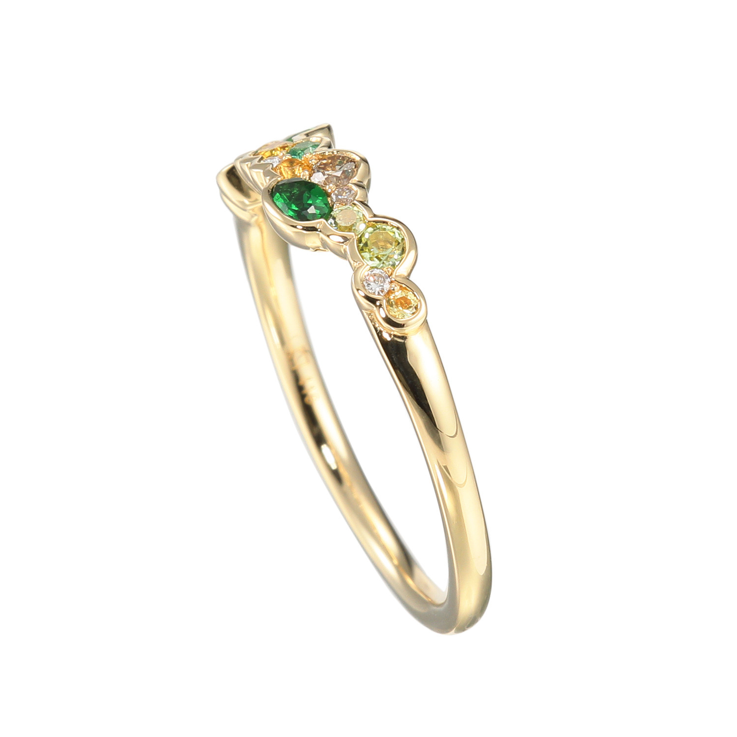 パーセルジュエリー １０Ｋ ダイヤモンド＆ マルチジェム ラグーンカラー パヴェリング