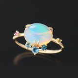 パーセルジュエリー １０Ｋ オパール＆マルチジェム ブルームフラワー リング